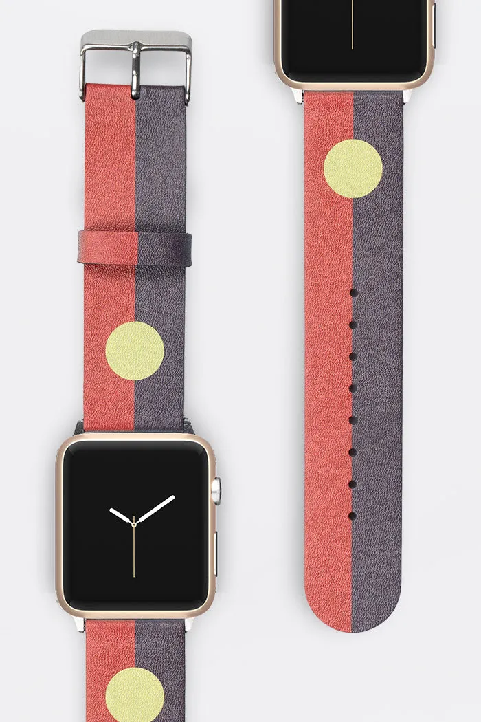 "Raise The Flag" Aboriginal Flag Vegan Leather Apple Watch Strap - FREE GIFT