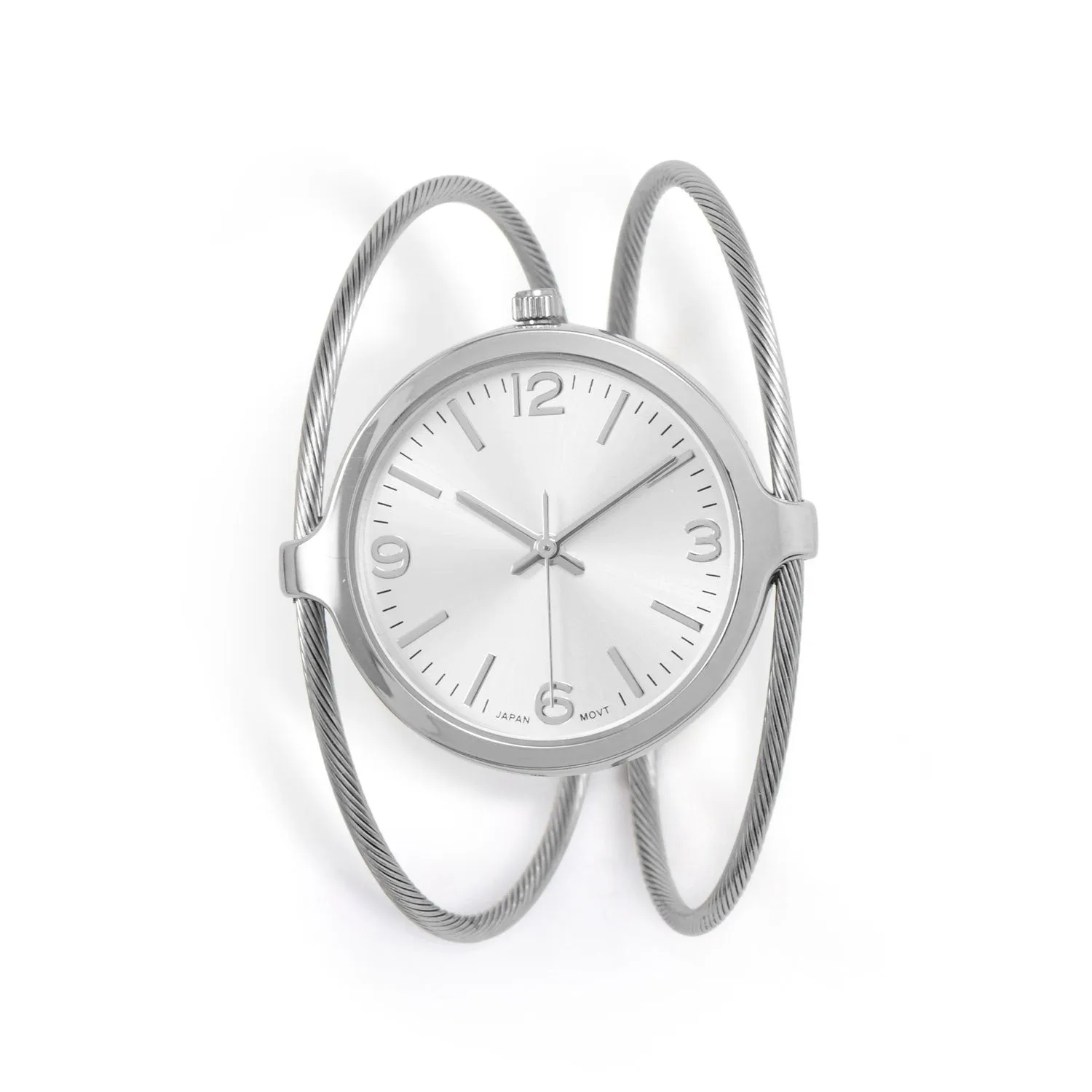 Silver Tone Cable Cuff Watch