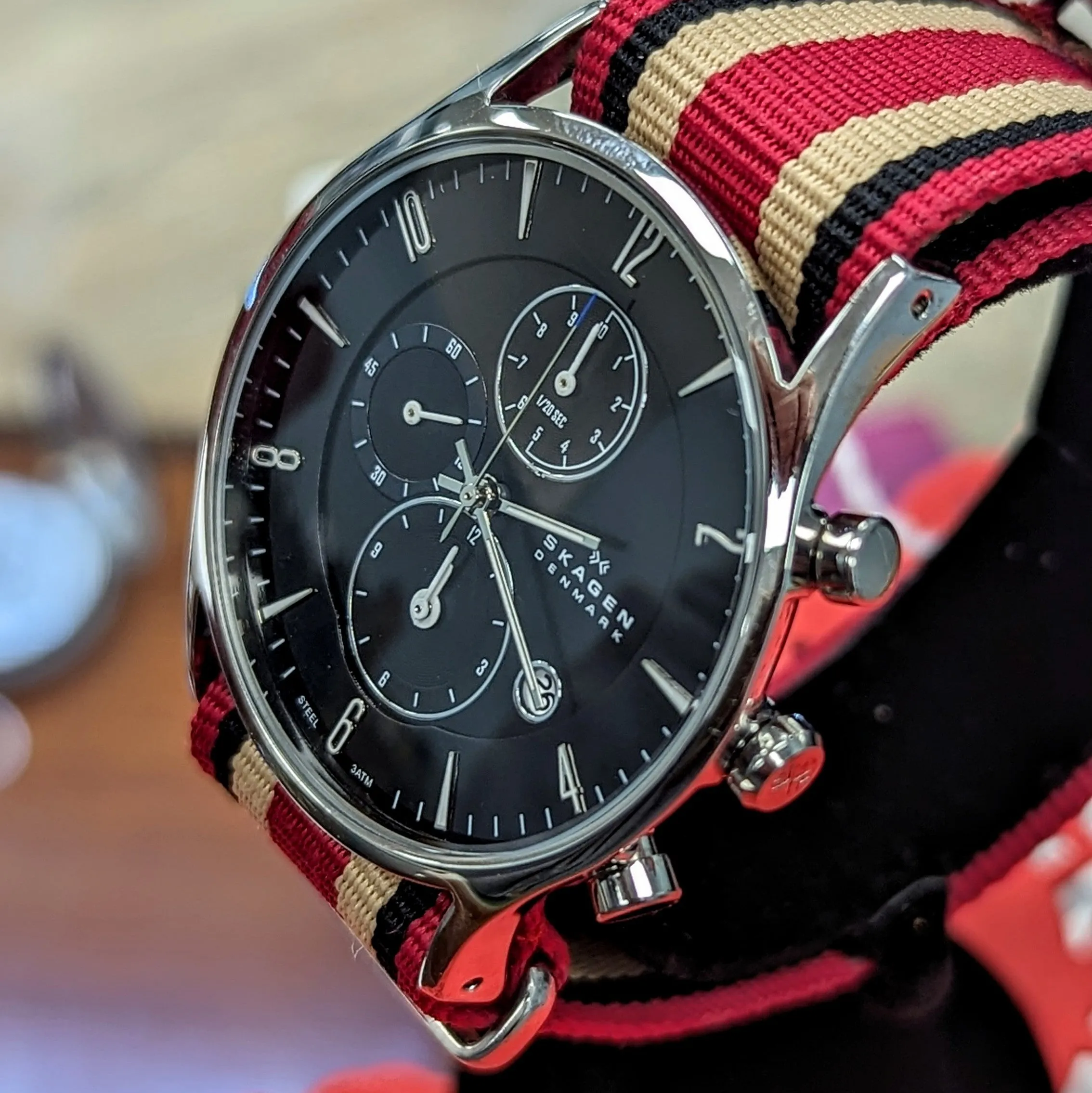 SKAGEN Denmark Chronograph Watch Black Dial Quartz Wristwatch 329XLSLB - ALL S.S.