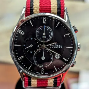 SKAGEN Denmark Chronograph Watch Black Dial Quartz Wristwatch 329XLSLB - ALL S.S.