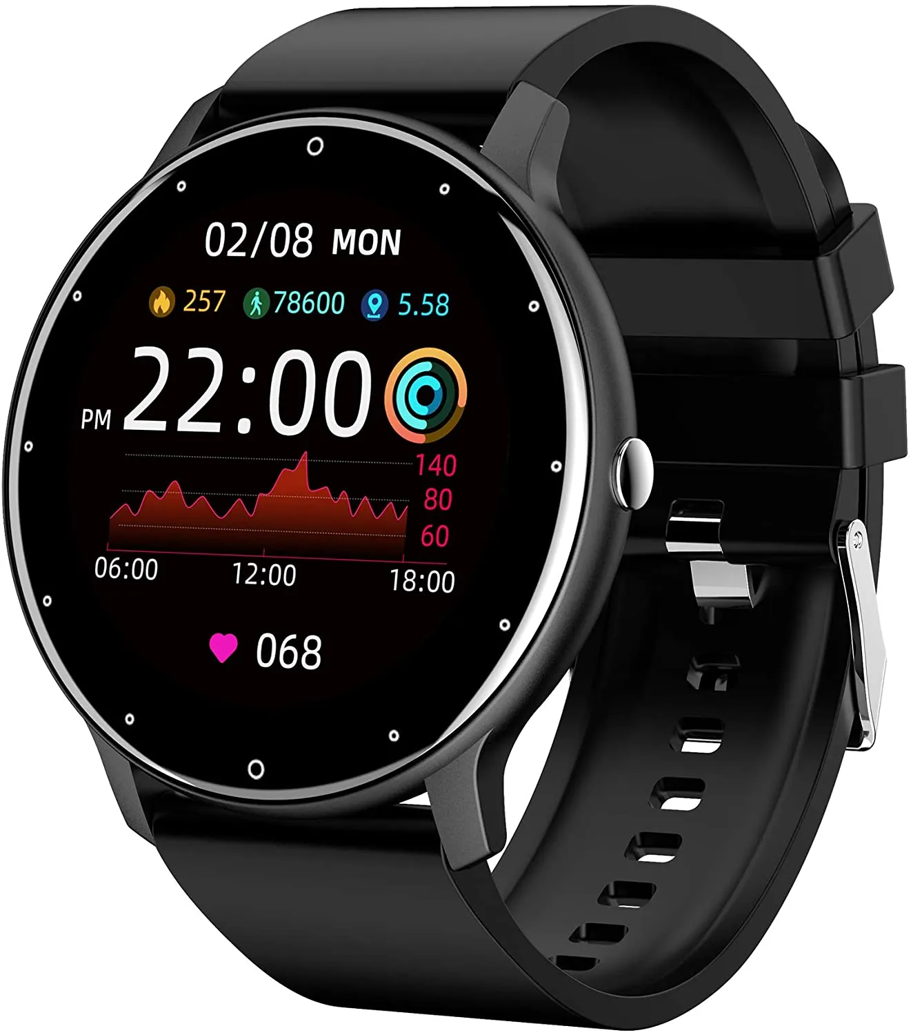 Smart Watches for Android iOS Phones, EBAKIN Smartwatch with Touch Screen, IP67 Waterproof Fitness Trackers with Heart Rate Monitor BP/SP02 Monitor Sleep Monitor, Activity Watch for Men Women