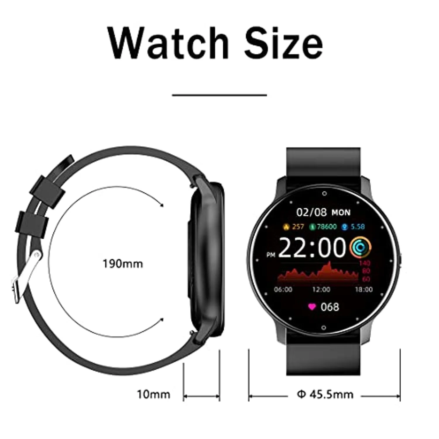 Smart Watches for Android iOS Phones, EBAKIN Smartwatch with Touch Screen, IP67 Waterproof Fitness Trackers with Heart Rate Monitor BP/SP02 Monitor Sleep Monitor, Activity Watch for Men Women