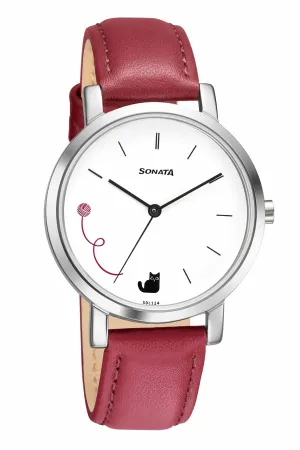 SONATA Women's Leather Strap Watch