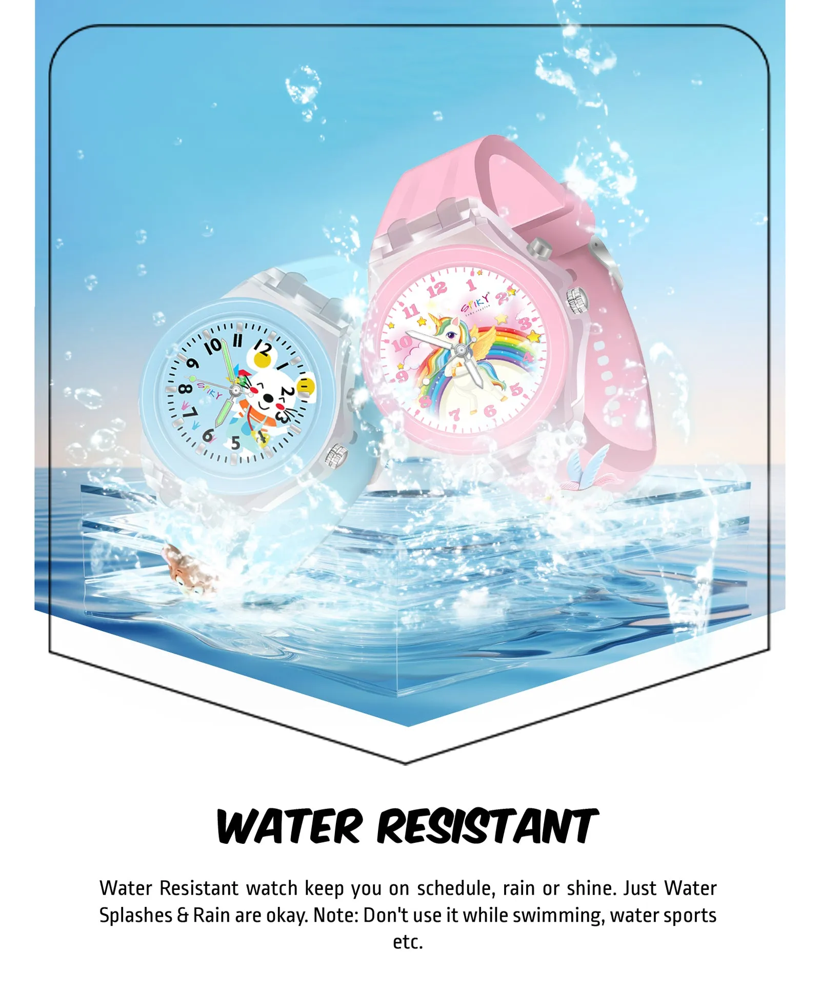 Spiky 3D Astronaut & Rabbit Cartoon Analog Light Watch Combo - Blue & Pink