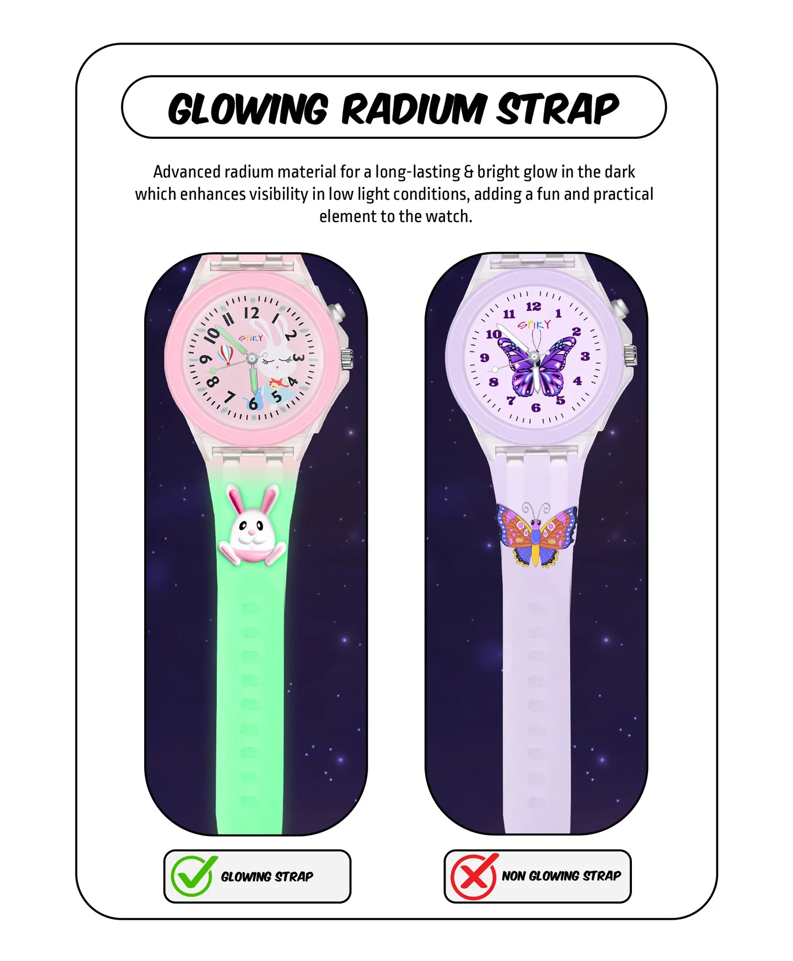 Spiky 3D Astronaut & Rabbit Cartoon Analog Light Watch Combo - Blue & Pink