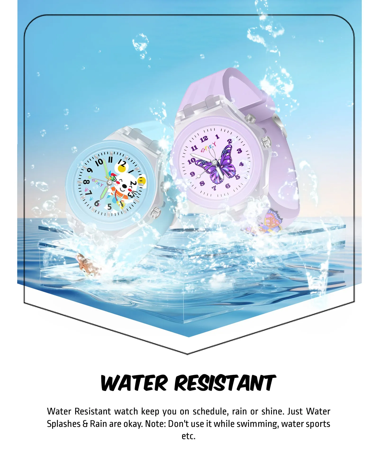 Spiky 3D Astronaut & Rabbit Cartoon Analog Light Watch Combo - Blue & Pink