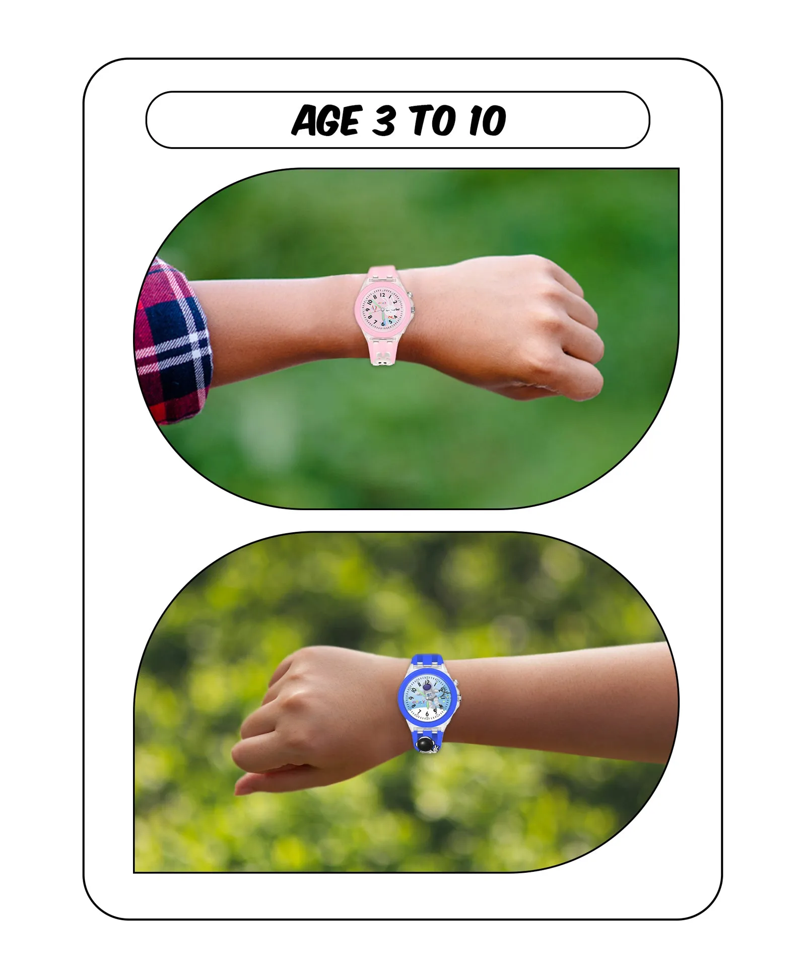 Spiky 3D Astronaut & Rabbit Cartoon Analog Light Watch Combo - Blue & Pink