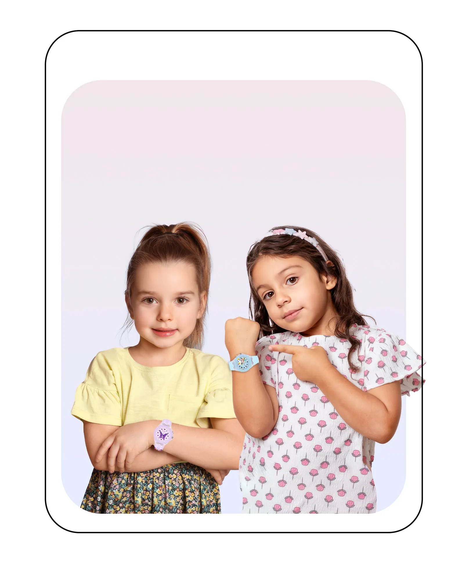 Spiky 3D Astronaut & Rabbit Cartoon Analog Light Watch Combo - Blue & Pink
