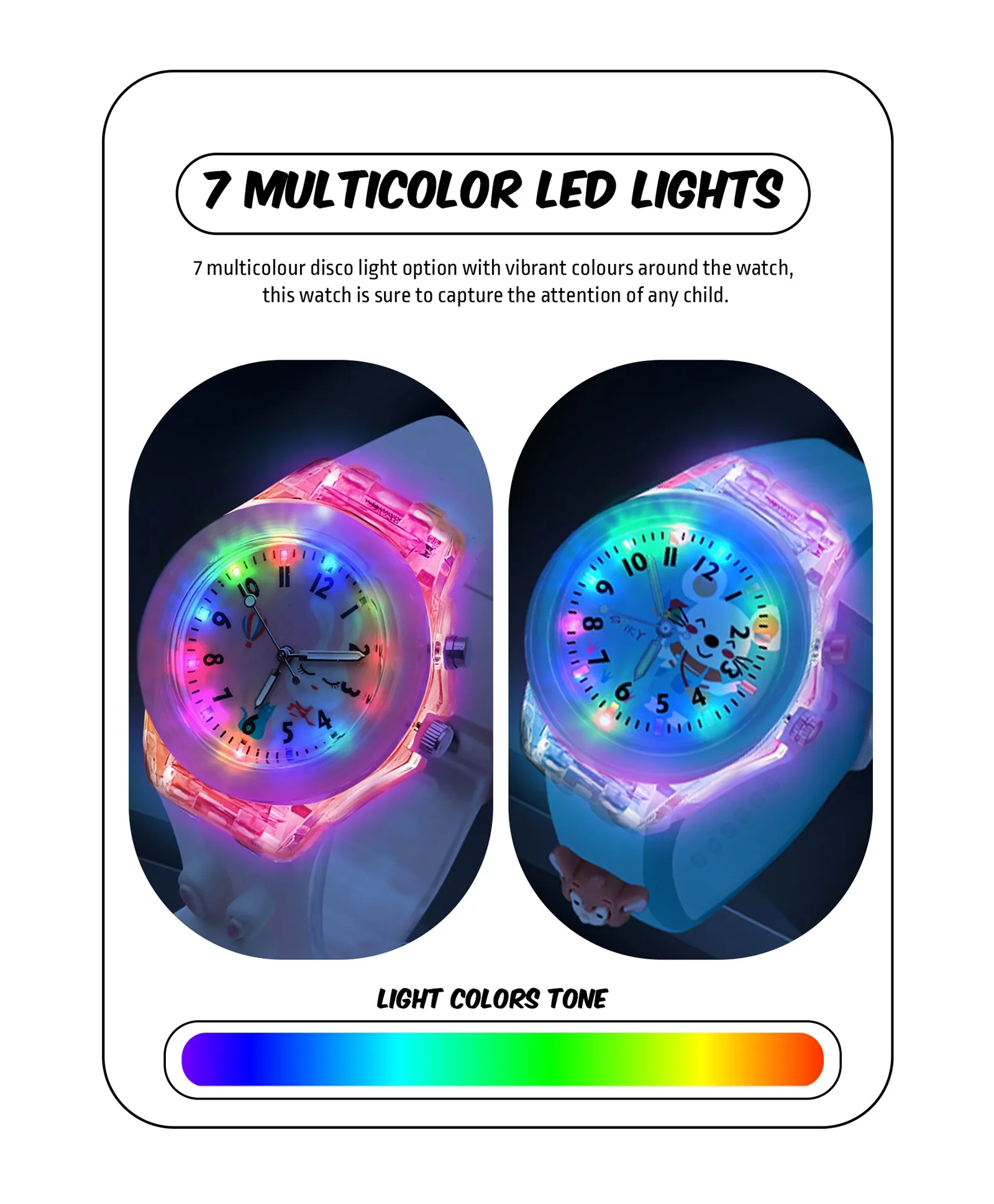 Spiky 3D Astronaut & Rabbit Cartoon Analog Light Watch Combo - Blue & Pink