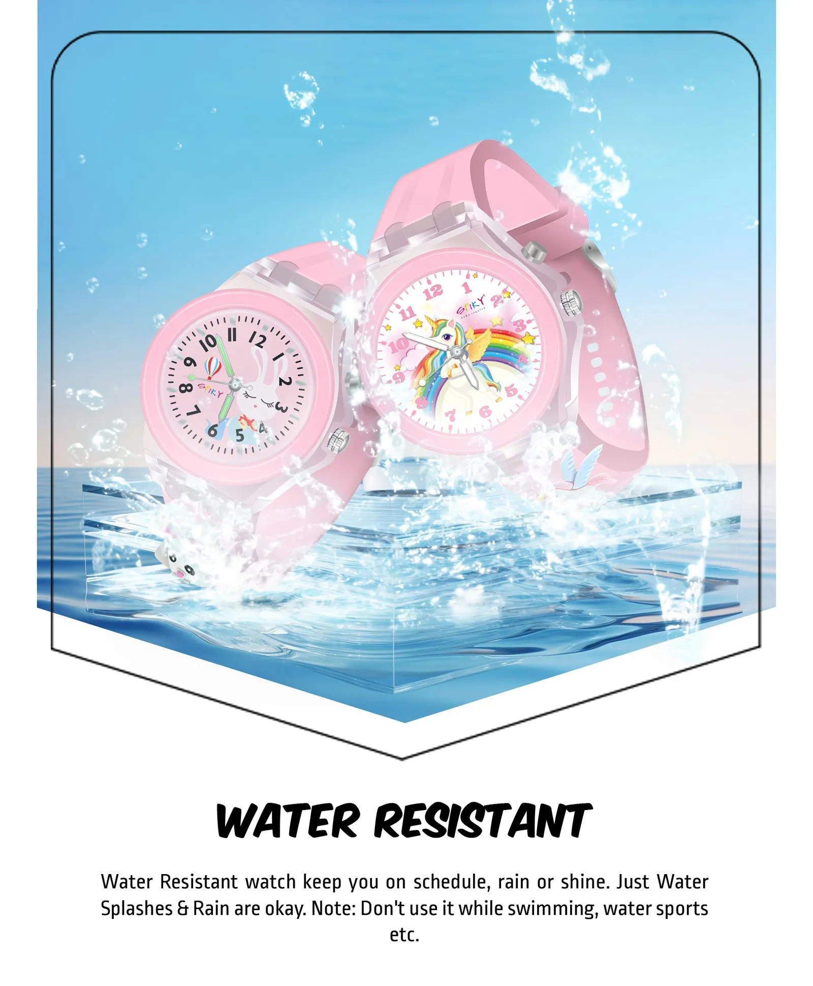 Spiky 3D Astronaut & Rabbit Cartoon Analog Light Watch Combo - Blue & Pink