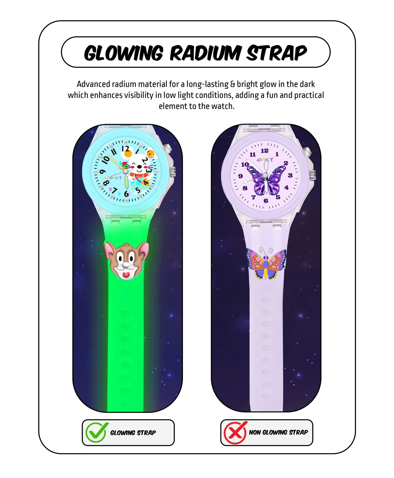 Spiky 3D Astronaut & Rabbit Cartoon Analog Light Watch Combo - Blue & Pink