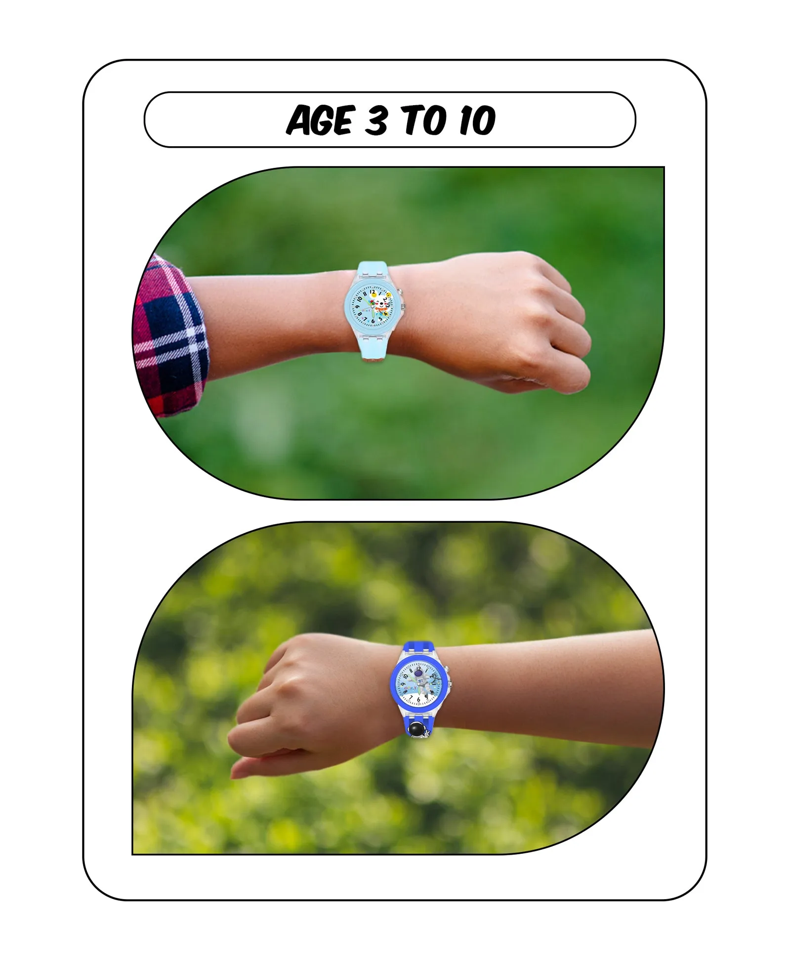 Spiky 3D Astronaut & Rabbit Cartoon Analog Light Watch Combo - Blue & Pink