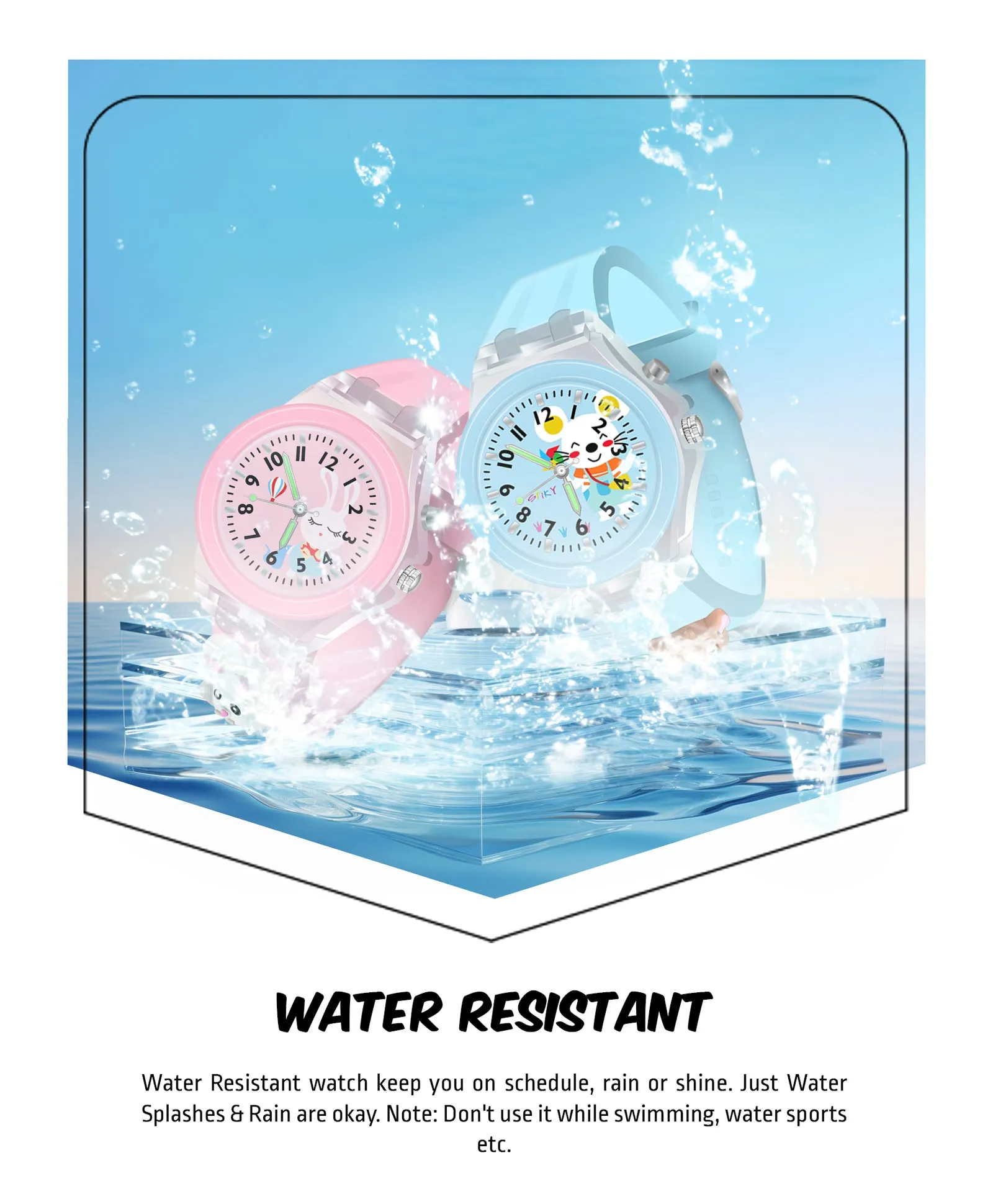 Spiky 3D Astronaut & Rabbit Cartoon Analog Light Watch Combo - Blue & Pink