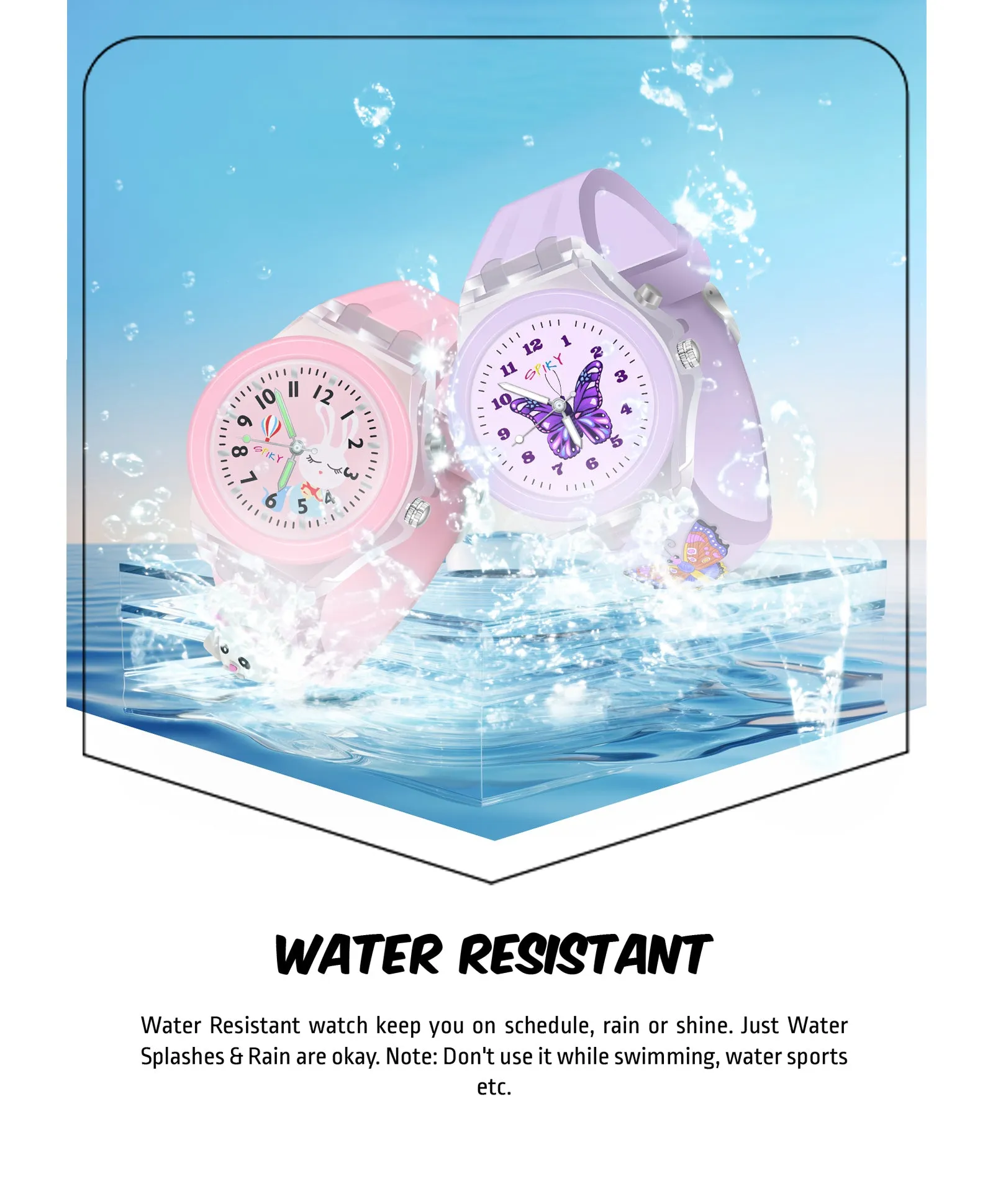 Spiky 3D Astronaut & Rabbit Cartoon Analog Light Watch Combo - Blue & Pink