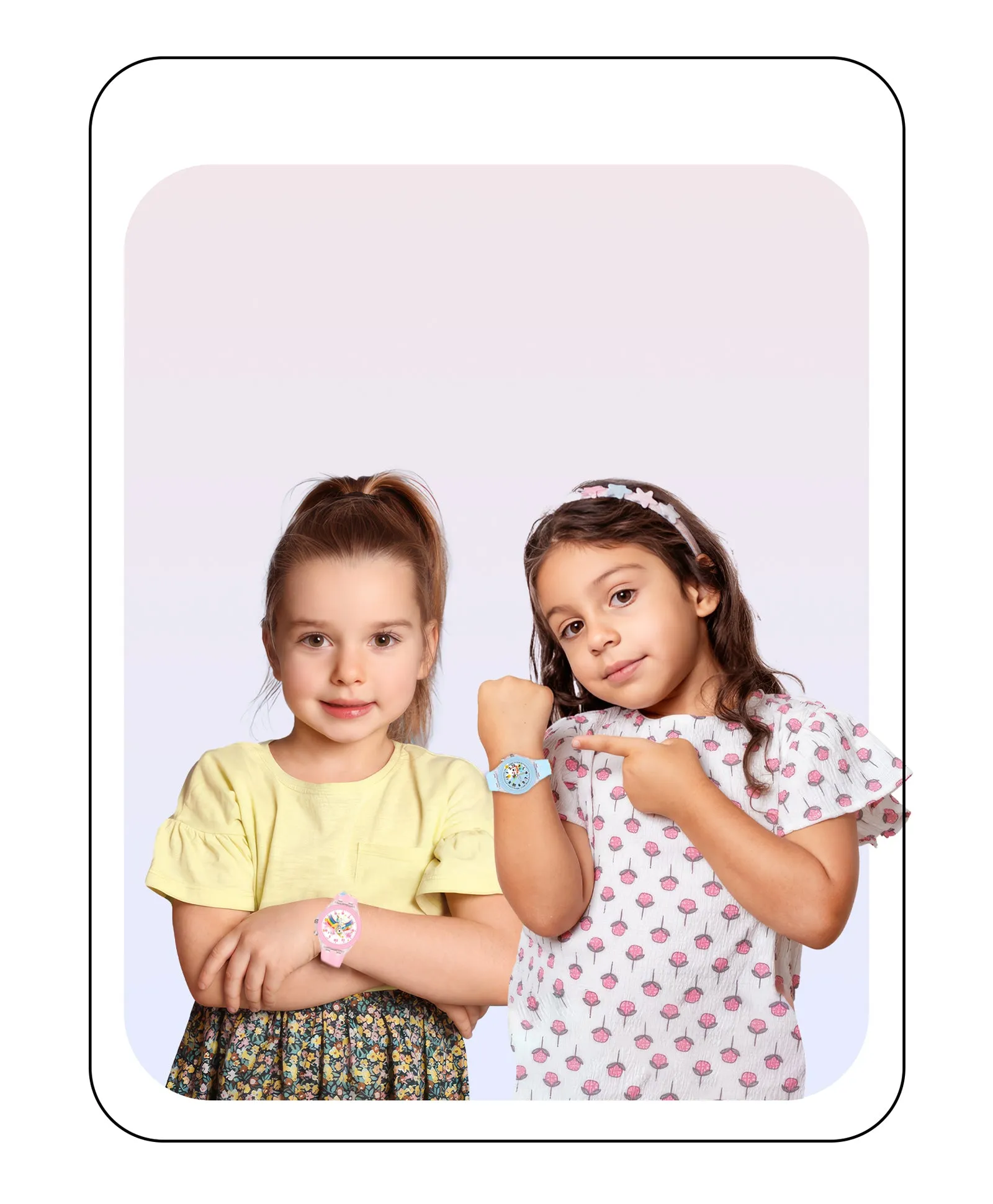 Spiky 3D Astronaut & Rabbit Cartoon Analog Light Watch Combo - Blue & Pink