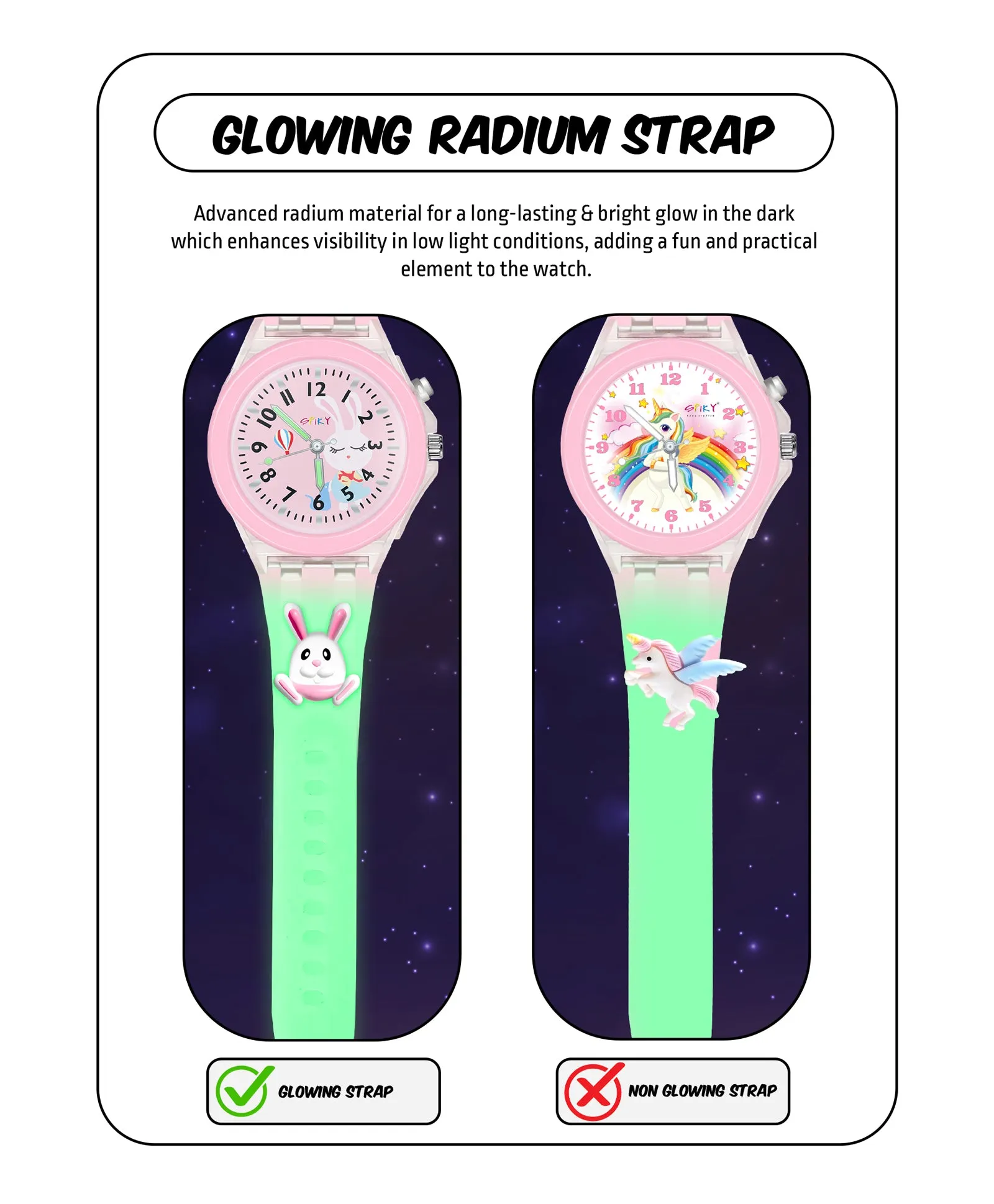 Spiky 3D Astronaut & Rabbit Cartoon Analog Light Watch Combo - Blue & Pink