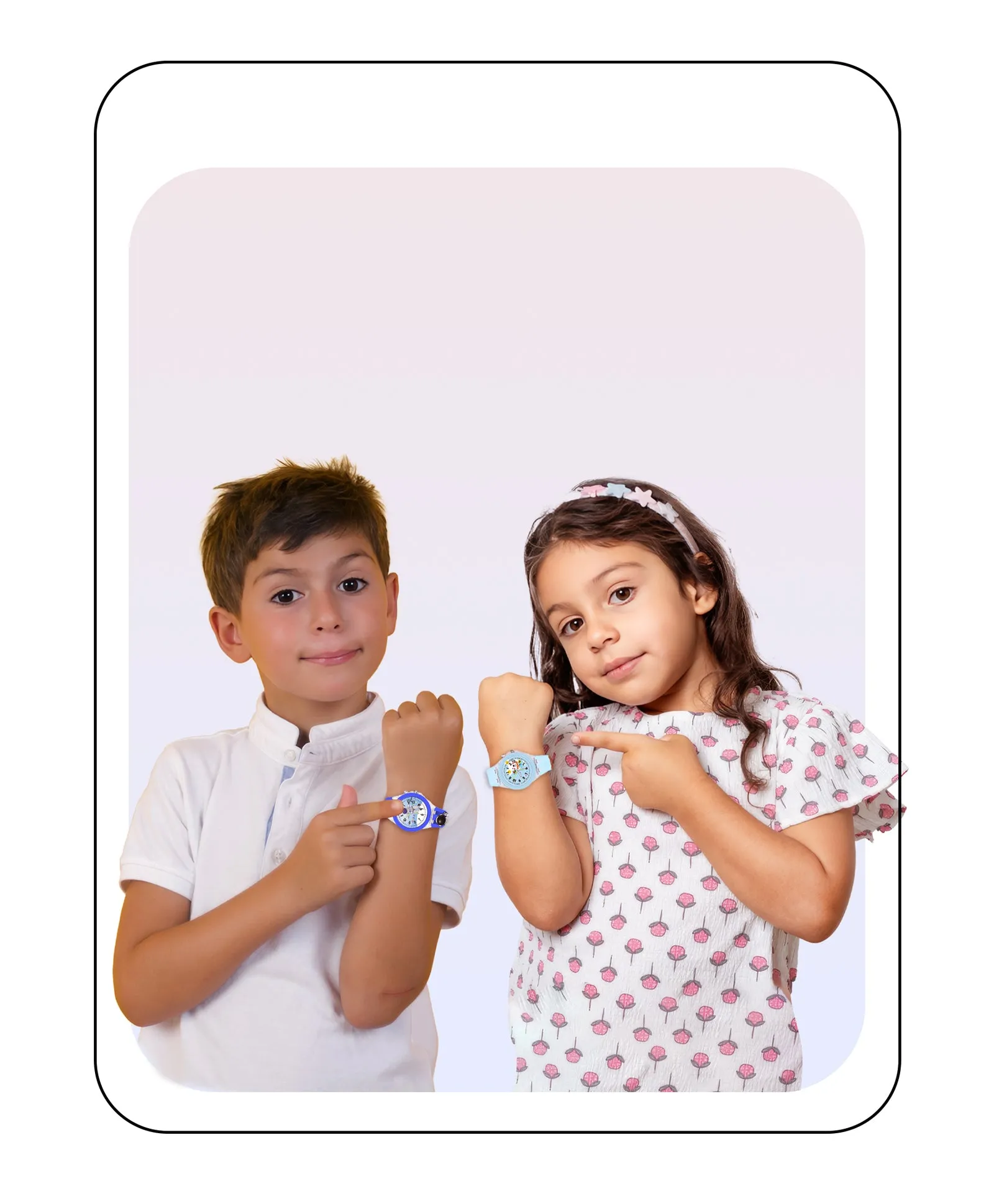 Spiky 3D Astronaut & Rabbit Cartoon Analog Light Watch Combo - Blue & Pink