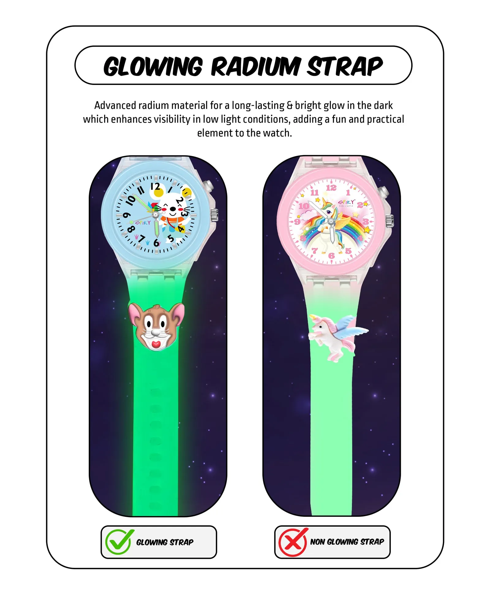 Spiky 3D Astronaut & Rabbit Cartoon Analog Light Watch Combo - Blue & Pink