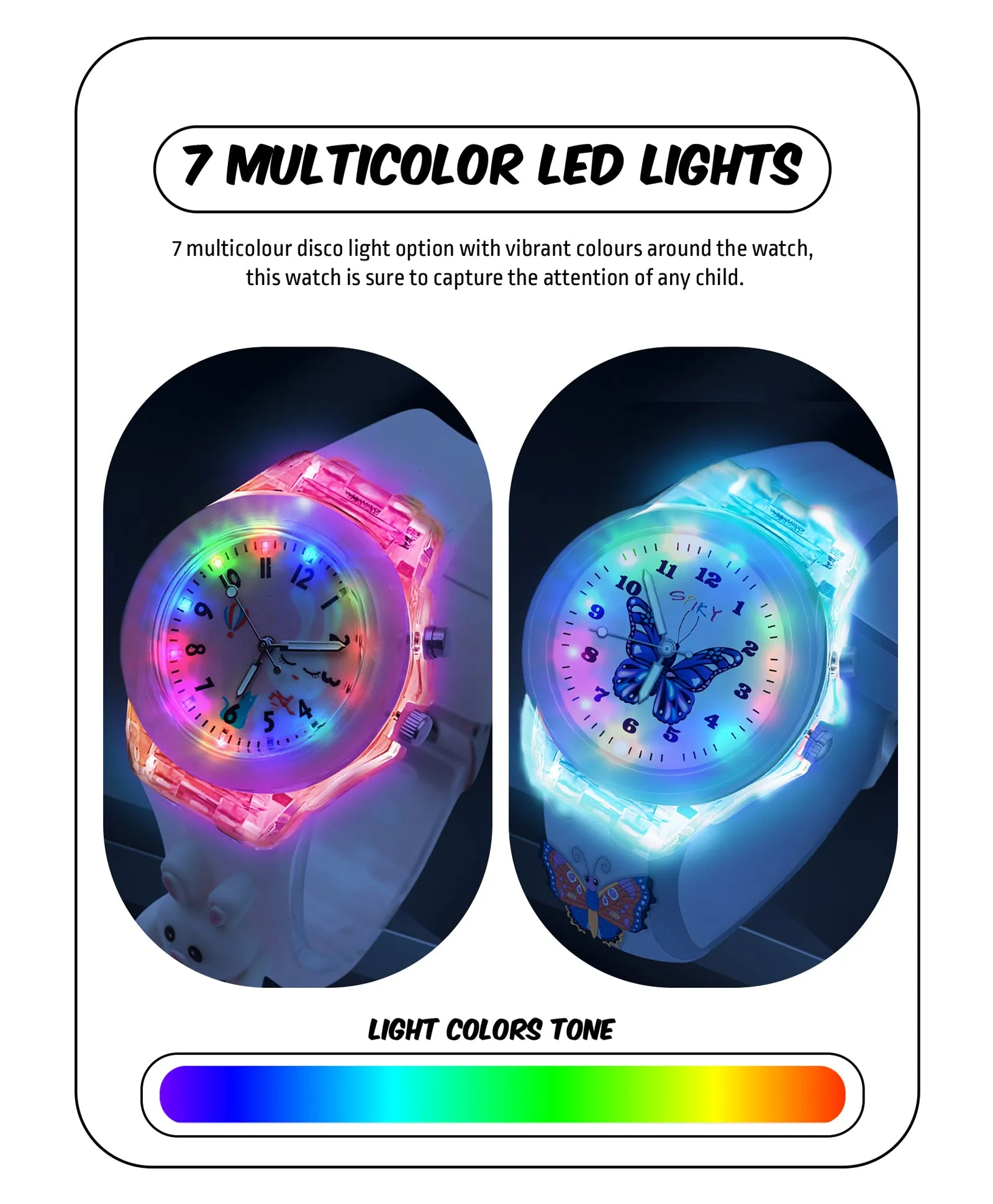 Spiky 3D Astronaut & Rabbit Cartoon Analog Light Watch Combo - Blue & Pink