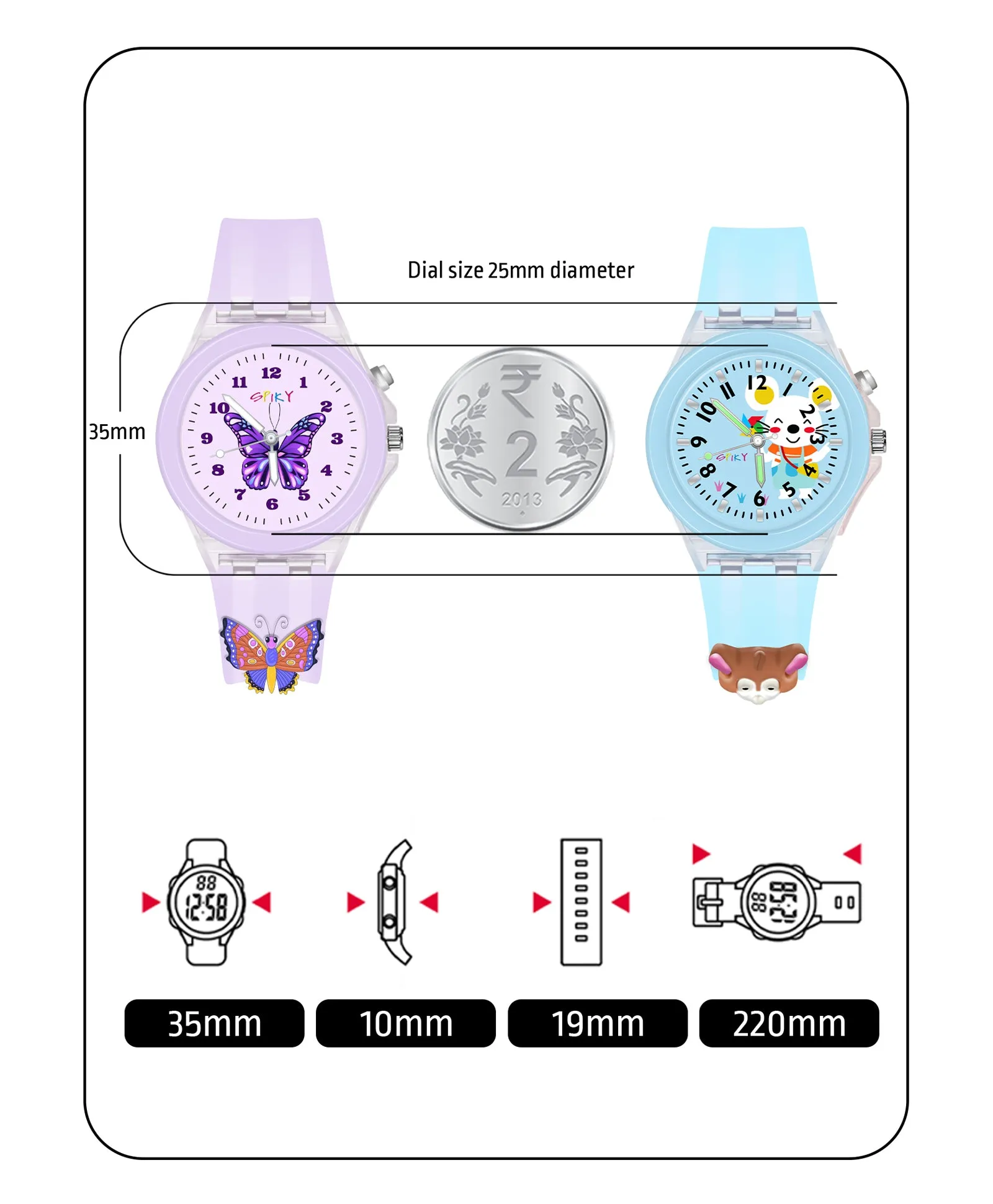 Spiky 3D Astronaut & Rabbit Cartoon Analog Light Watch Combo - Blue & Pink