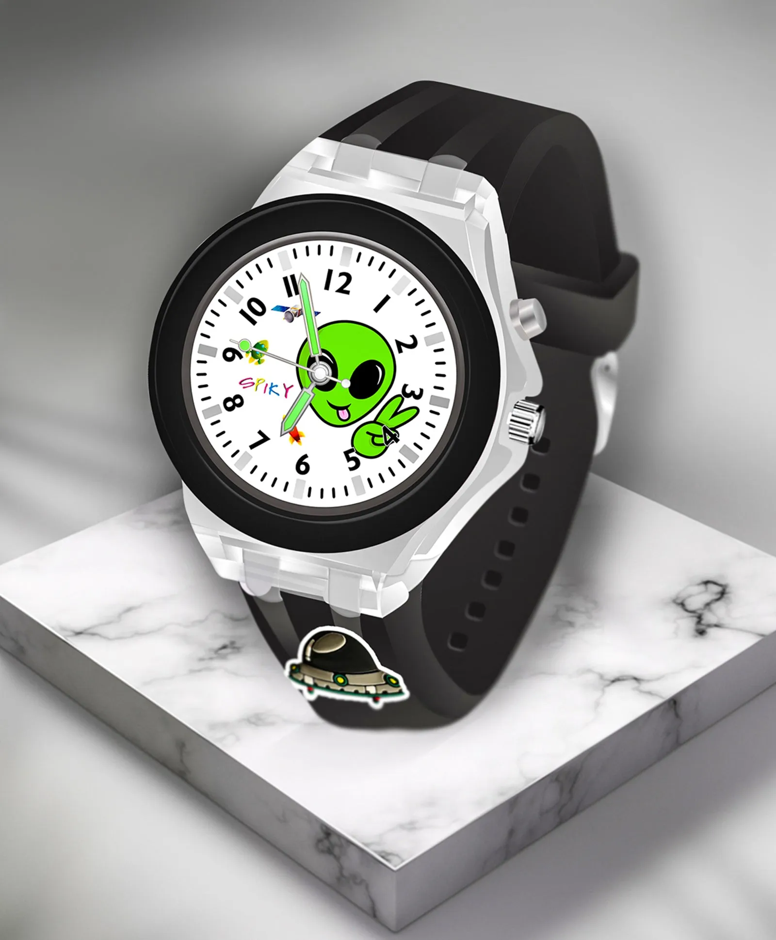 Spiky 3D Cartoon Monkey Analog Light Watch for Kids Boys & Girls - Cyan