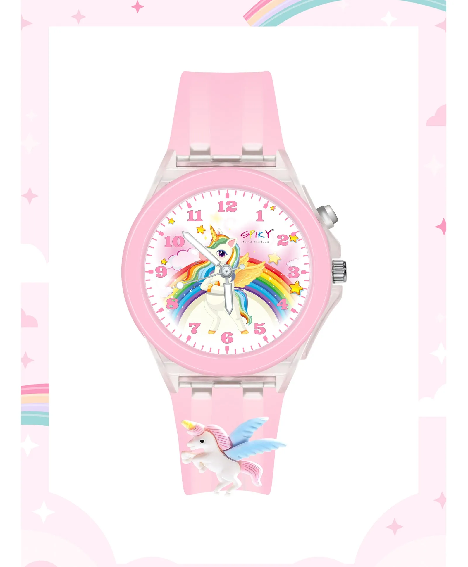 Spiky 3D Cartoon Monkey Analog Light Watch for Kids Boys & Girls - Cyan
