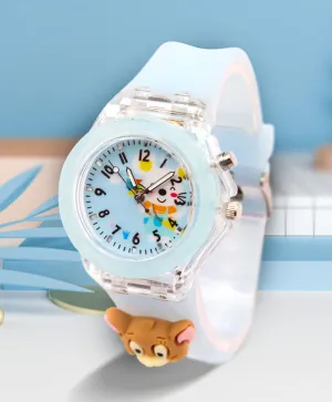 Spiky 3D Cartoon Monkey Analog Light Watch for Kids Boys & Girls - Cyan