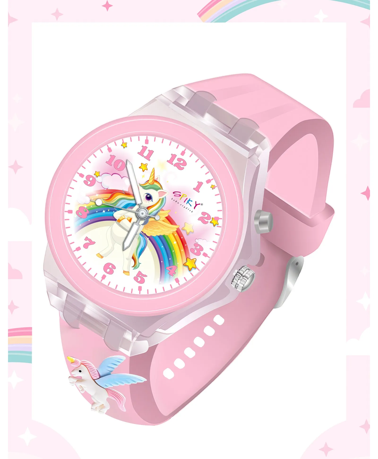 Spiky 3D Cartoon Monkey Analog Light Watch for Kids Boys & Girls - Cyan