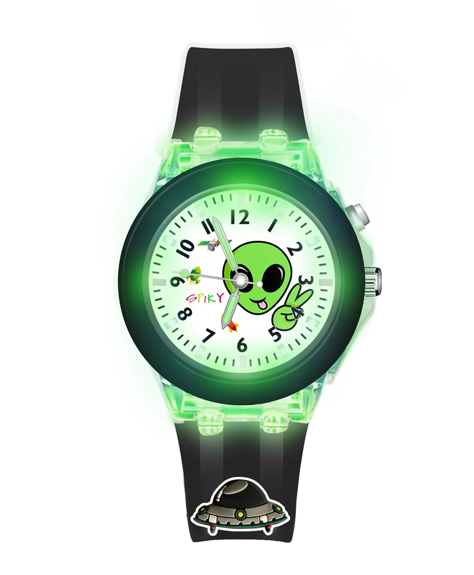 Spiky 3D Cartoon Monkey Analog Light Watch for Kids Boys & Girls - Cyan
