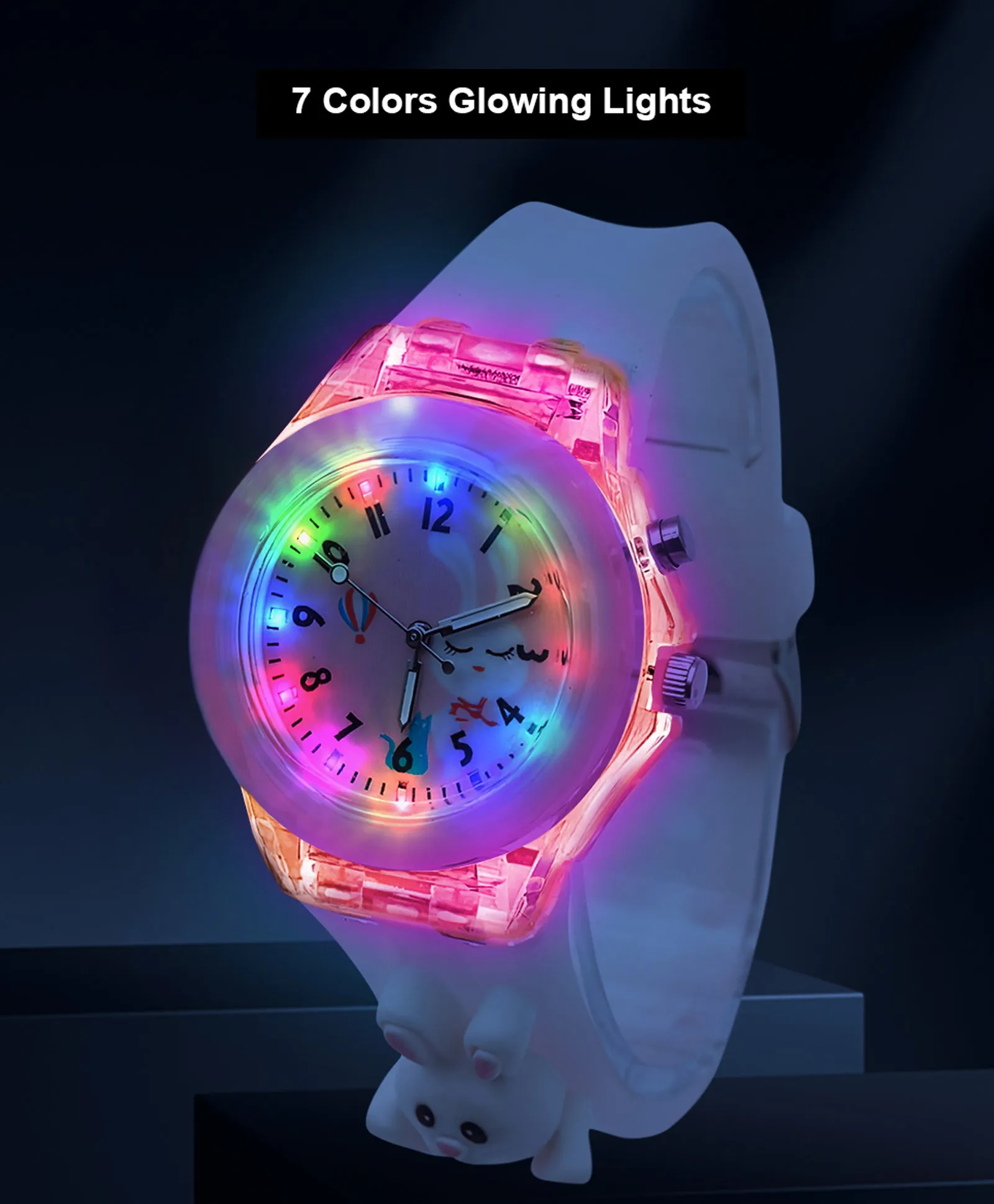 Spiky 3D Cartoon Monkey Analog Light Watch for Kids Boys & Girls - Cyan