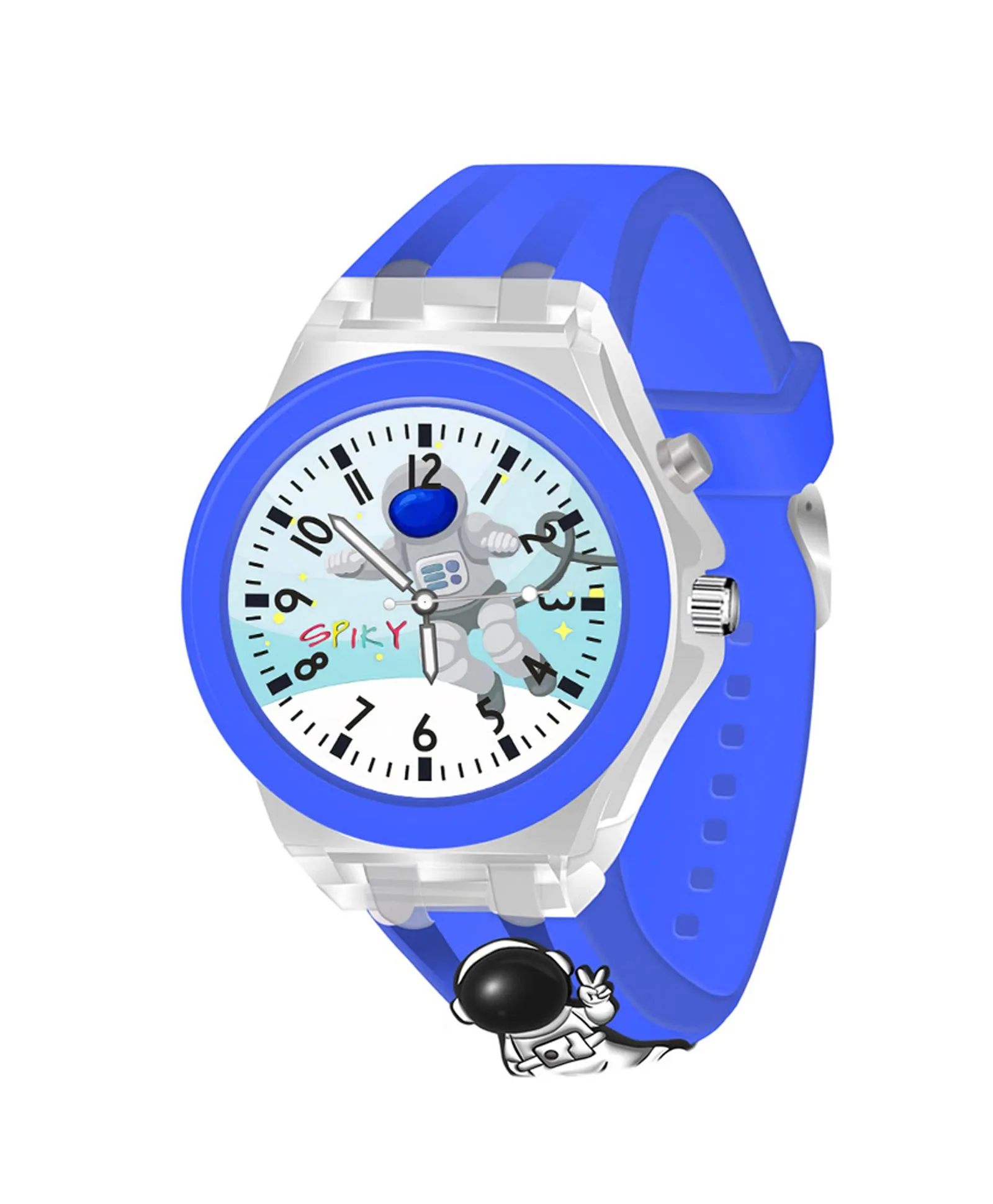 Spiky 3D Cartoon Monkey Analog Light Watch for Kids Boys & Girls - Cyan