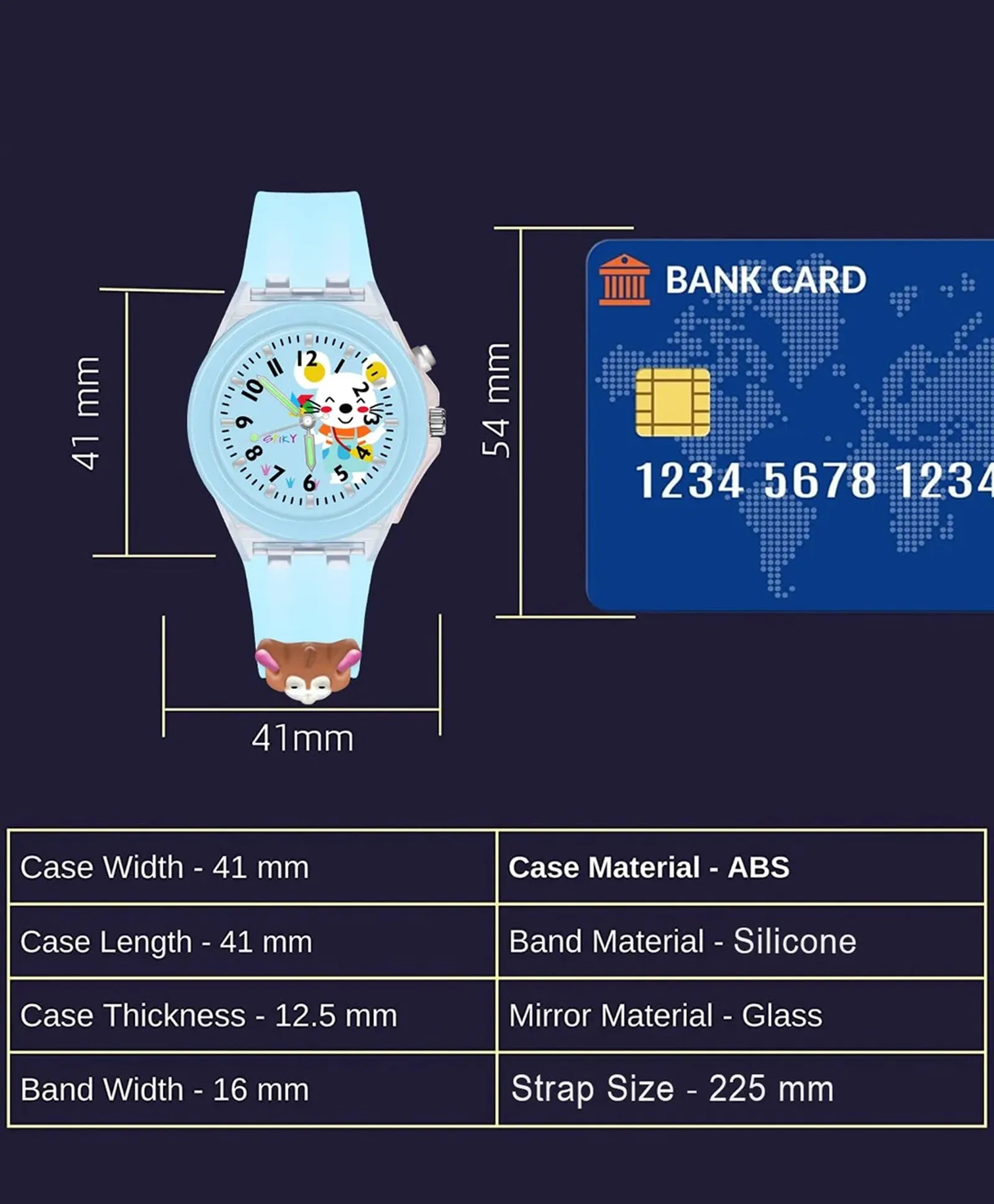 Spiky 3D Cartoon Monkey Analog Light Watch for Kids Boys & Girls - Cyan