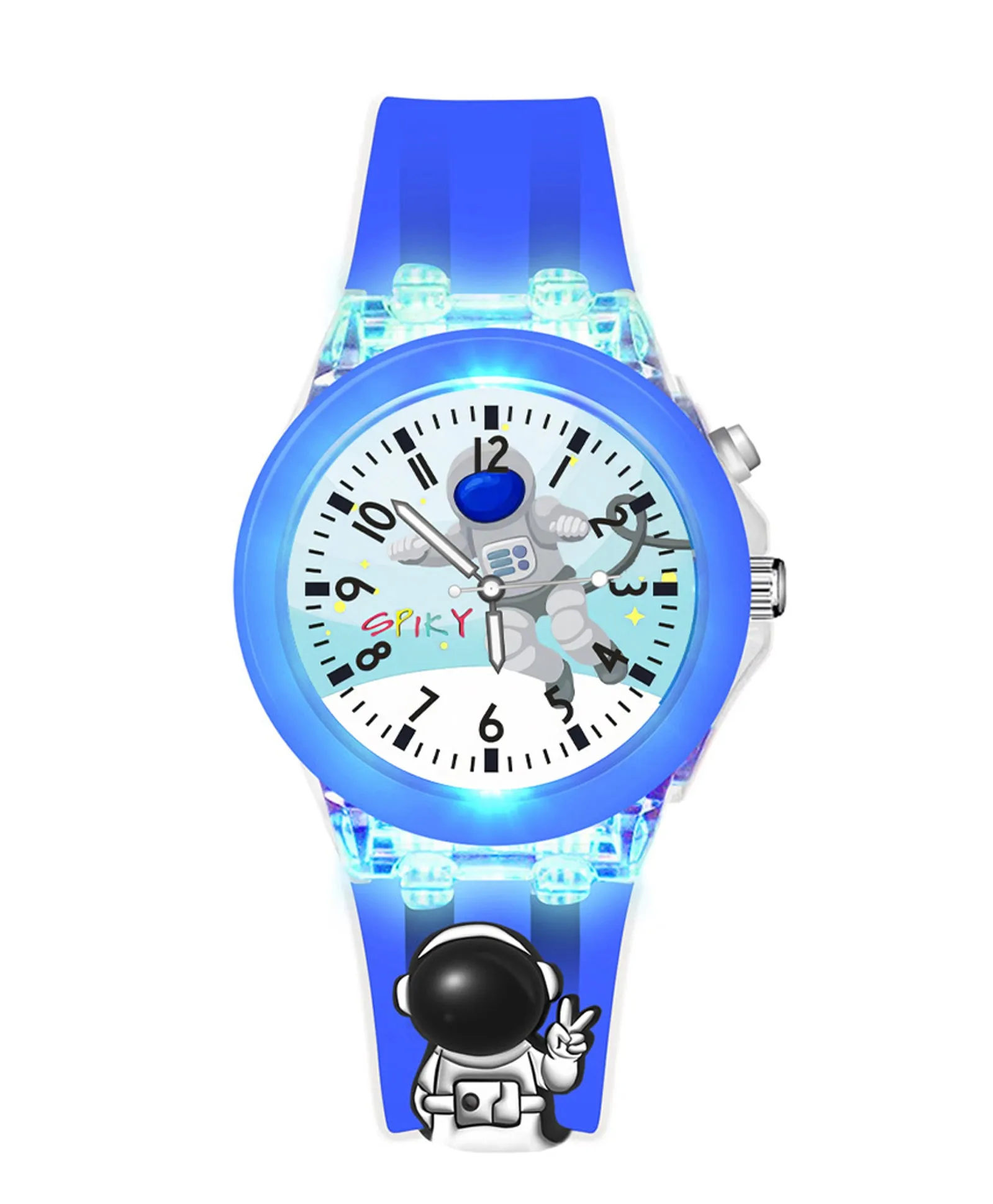 Spiky 3D Cartoon Monkey Analog Light Watch for Kids Boys & Girls - Cyan