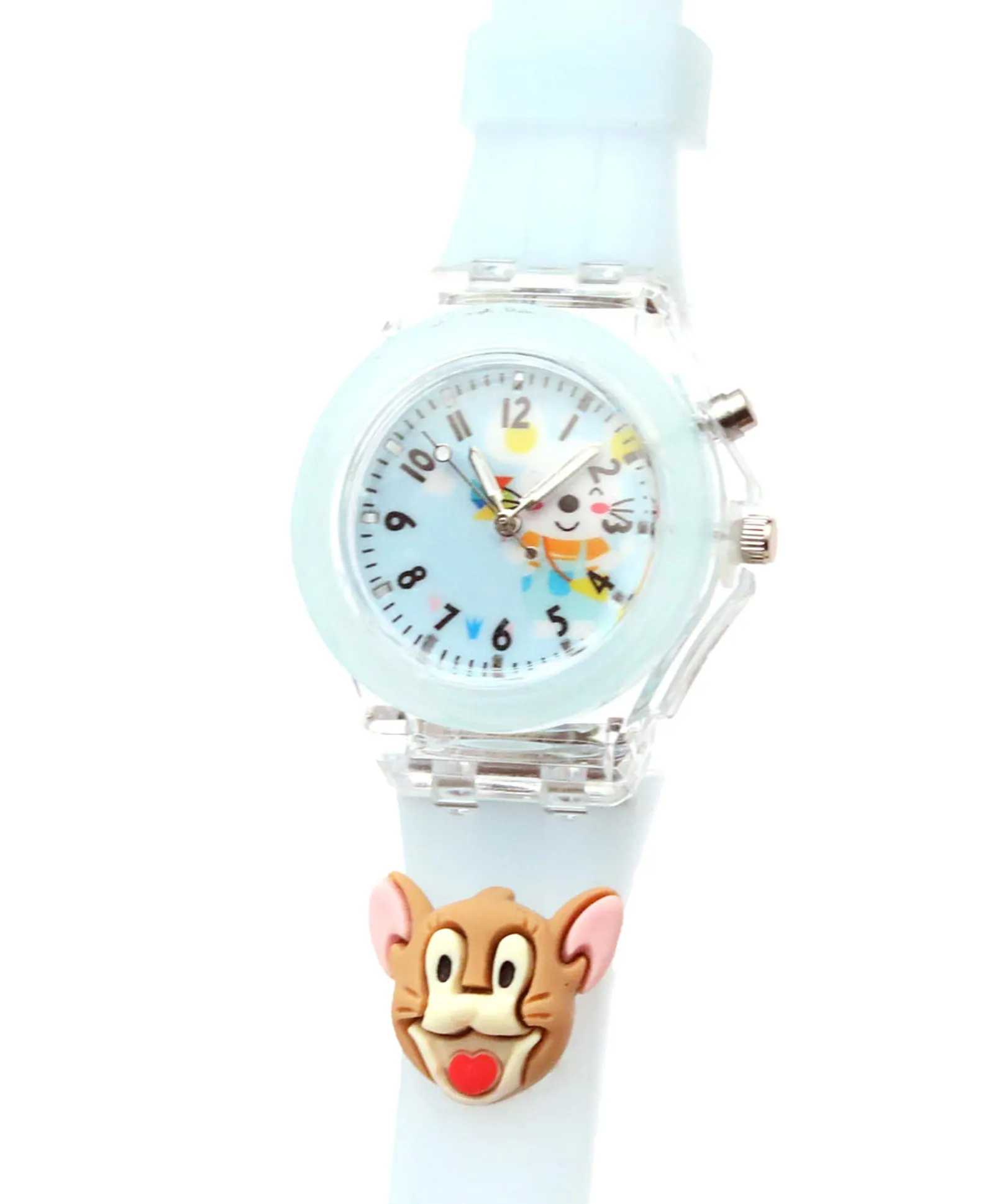 Spiky 3D Cartoon Monkey Analog Light Watch for Kids Boys & Girls - Cyan