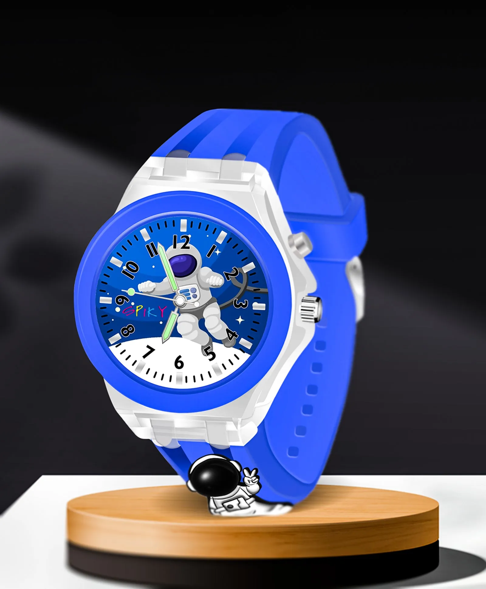 Spiky 3D Cartoon Monkey Analog Light Watch for Kids Boys & Girls - Cyan