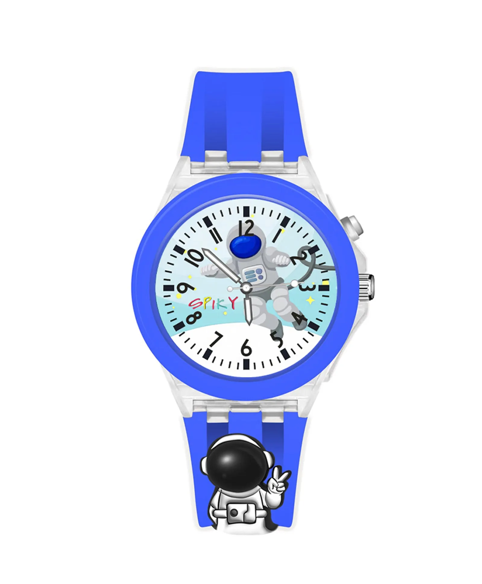 Spiky 3D Cartoon Monkey Analog Light Watch for Kids Boys & Girls - Cyan