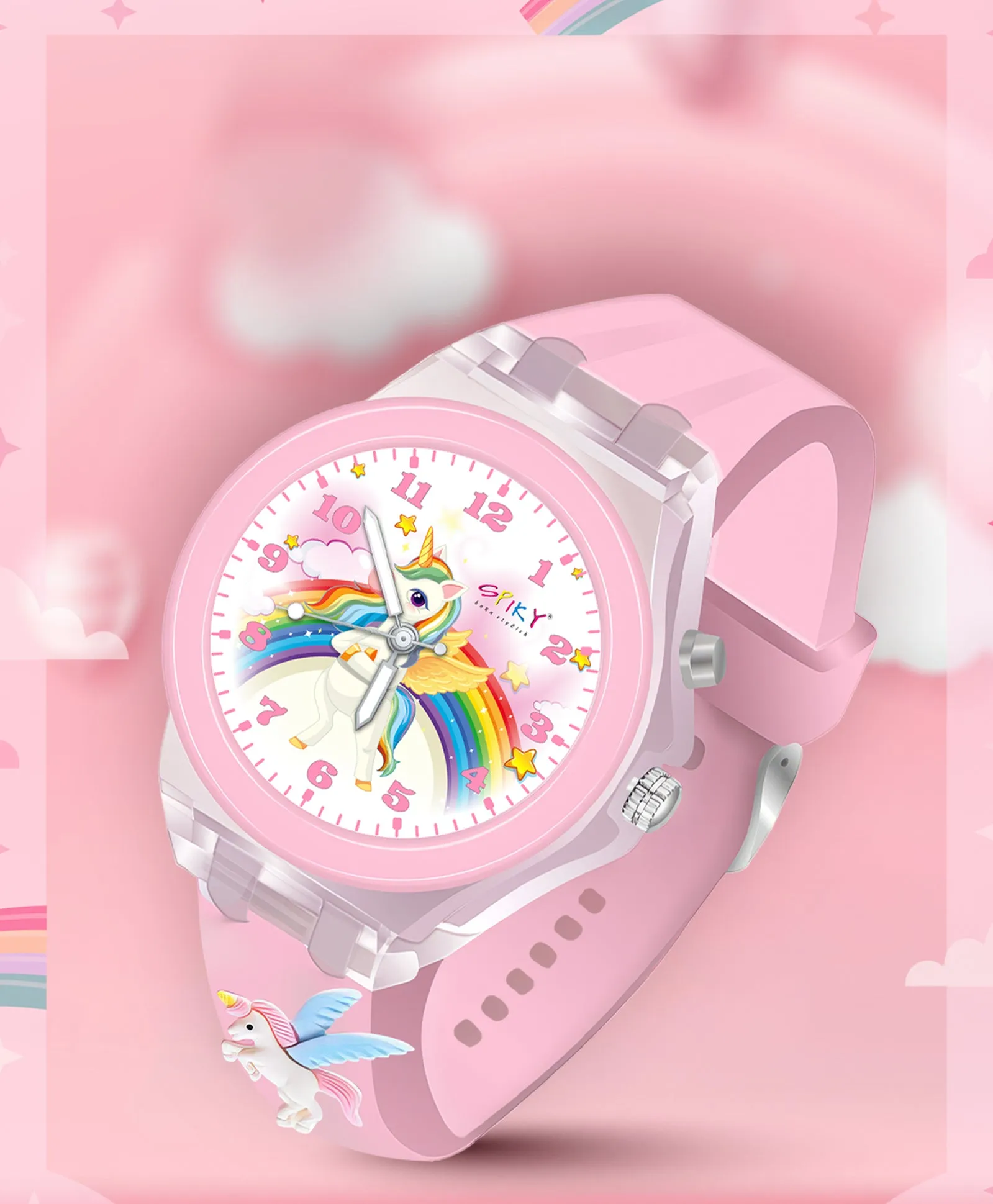 Spiky 3D Cartoon Monkey Analog Light Watch for Kids Boys & Girls - Cyan
