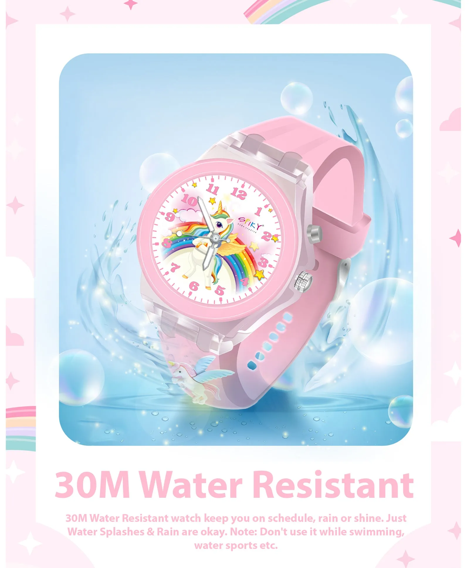 Spiky 3D Cartoon Monkey Analog Light Watch for Kids Boys & Girls - Cyan