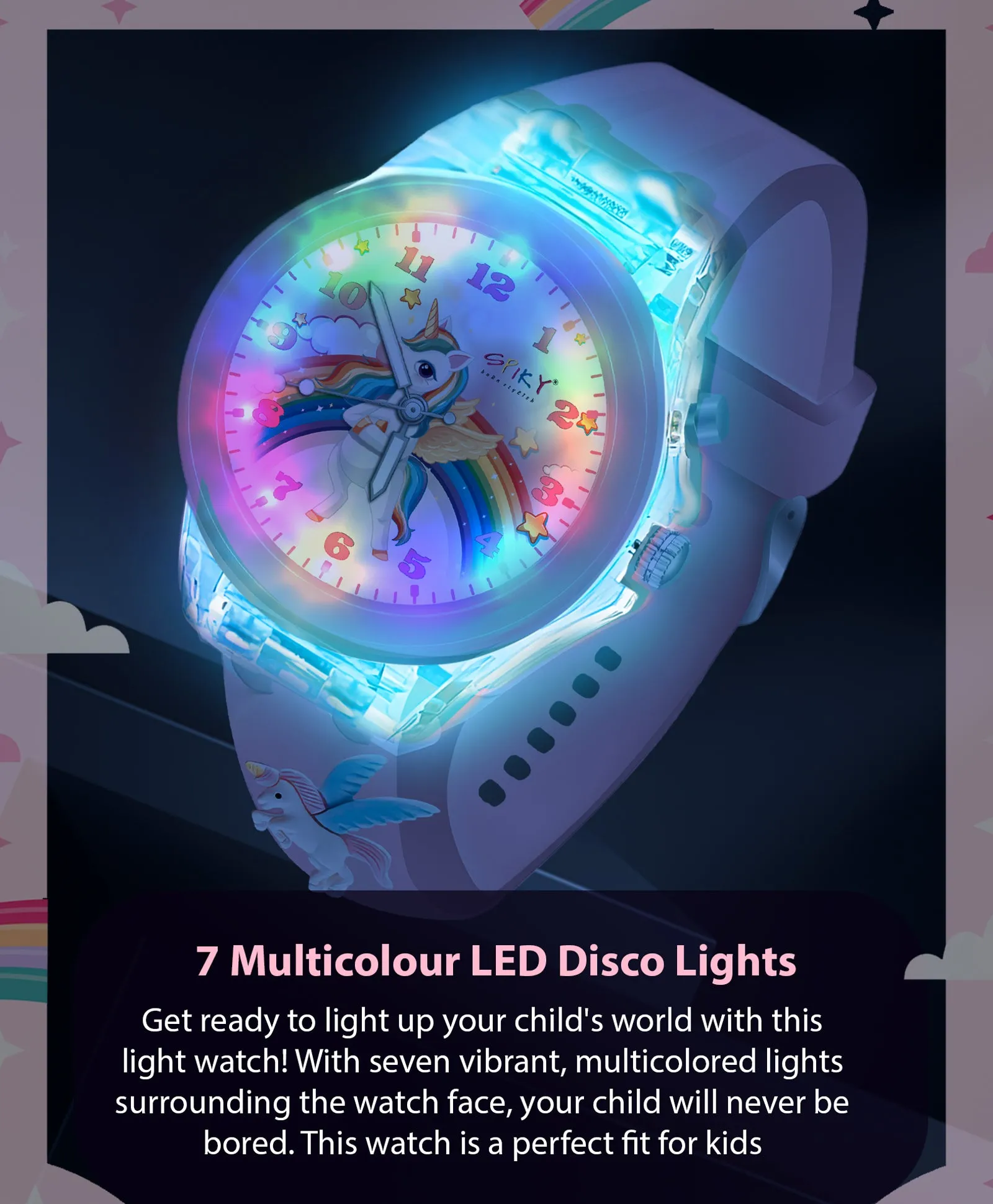 Spiky 3D Cartoon Monkey Analog Light Watch for Kids Boys & Girls - Cyan