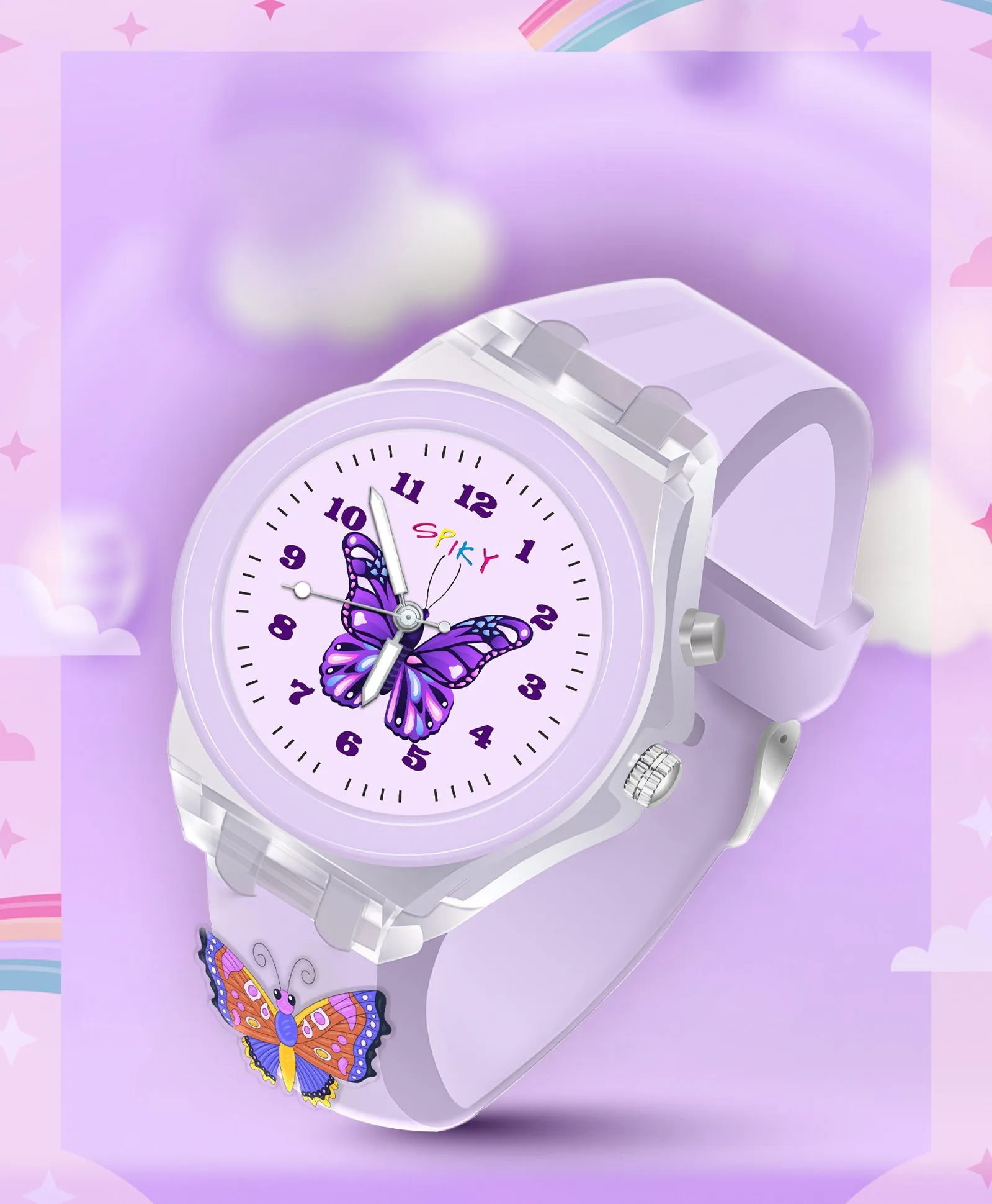 Spiky 3D Cartoon Monkey Analog Light Watch for Kids Boys & Girls - Cyan
