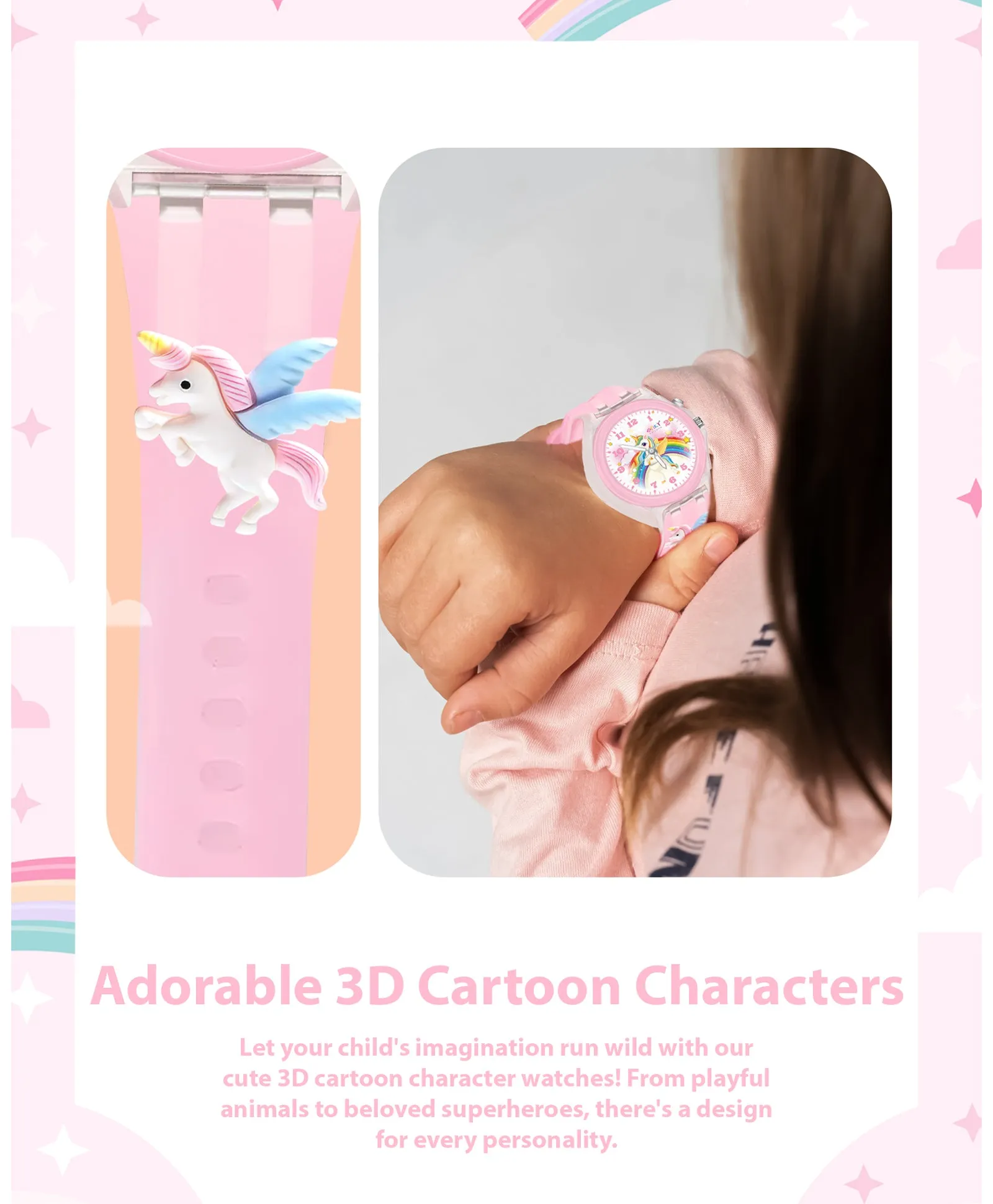 Spiky 3D Cartoon Monkey Analog Light Watch for Kids Boys & Girls - Cyan