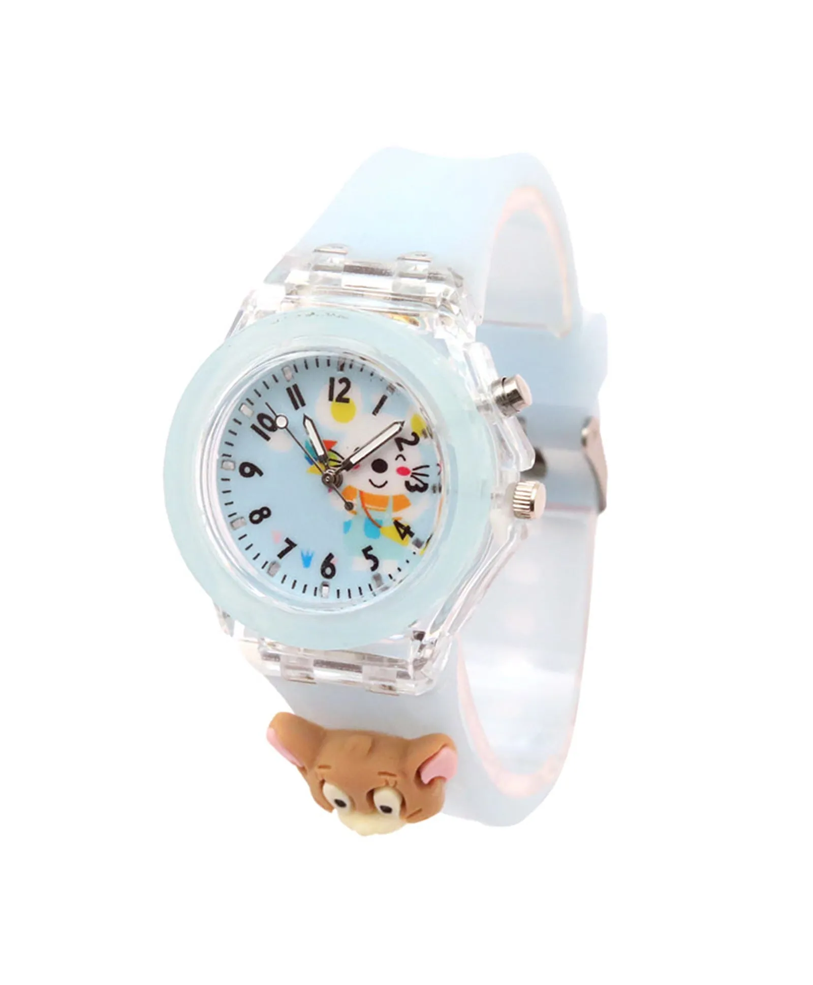 Spiky 3D Cartoon Monkey Analog Light Watch for Kids Boys & Girls - Cyan