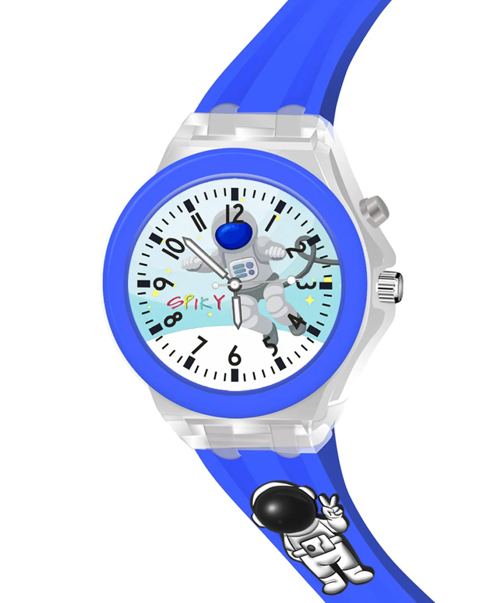 Spiky 3D Cartoon Monkey Analog Light Watch for Kids Boys & Girls - Cyan