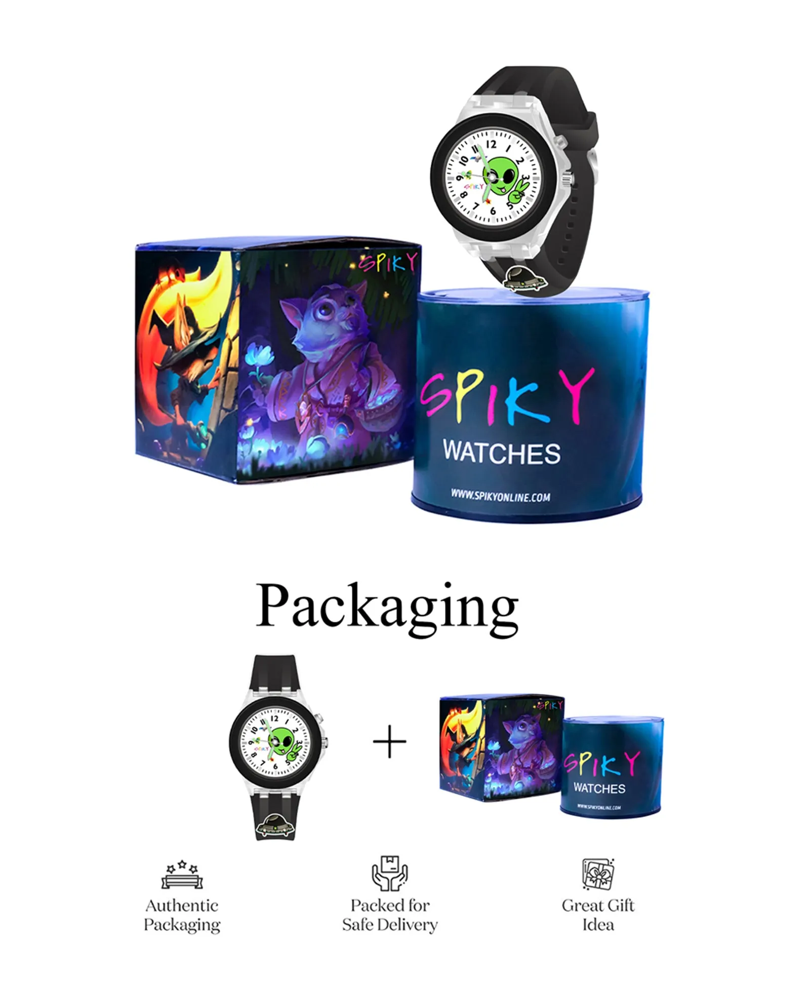 Spiky 3D Cartoon Monkey Analog Light Watch for Kids Boys & Girls - Cyan