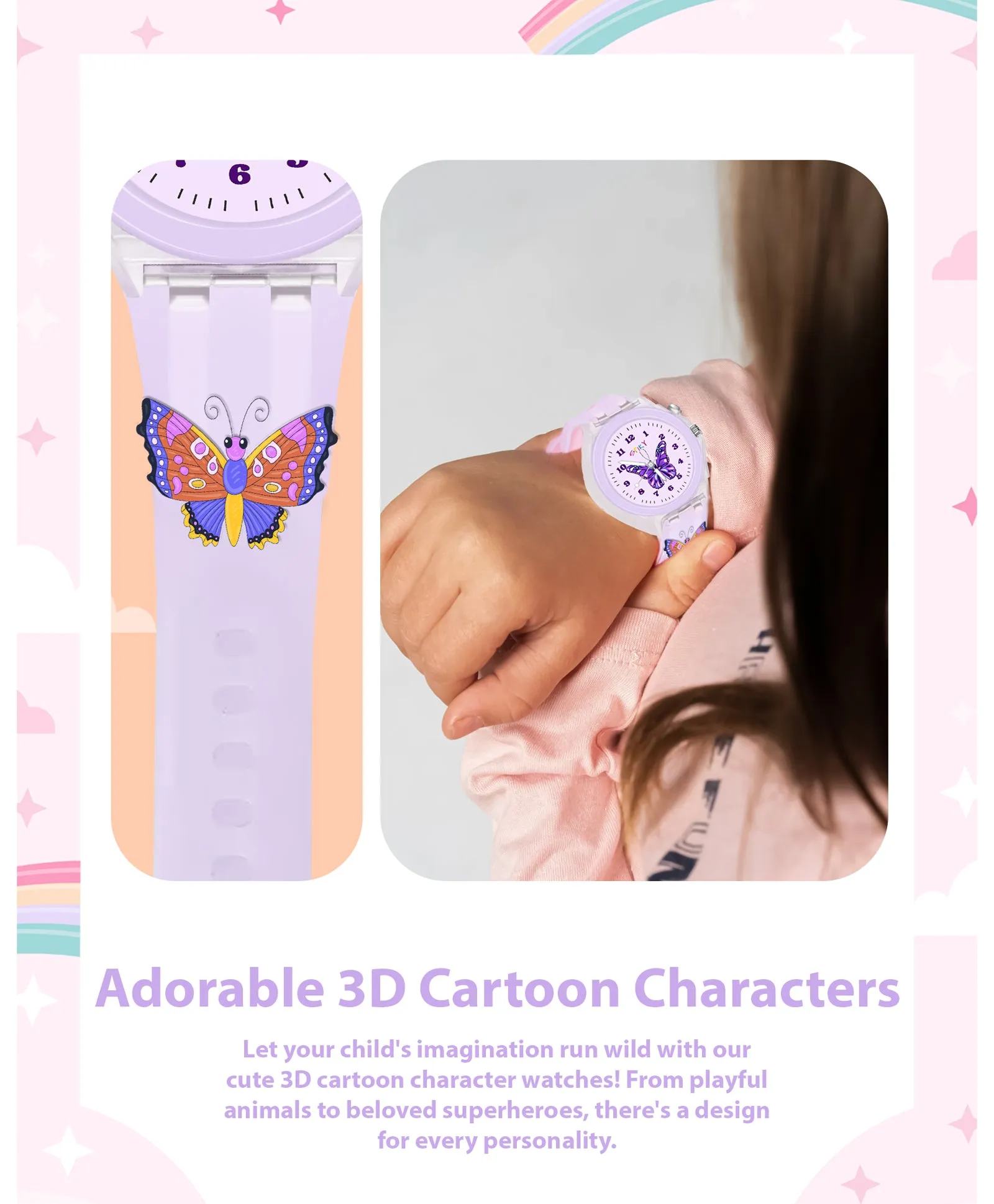 Spiky 3D Cartoon Monkey Analog Light Watch for Kids Boys & Girls - Cyan