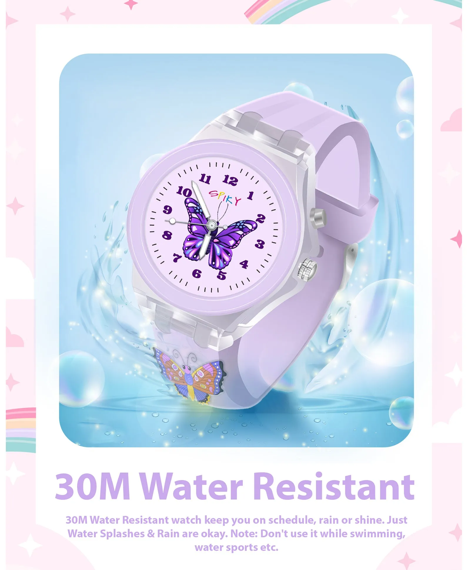 Spiky 3D Cartoon Monkey Analog Light Watch for Kids Boys & Girls - Cyan