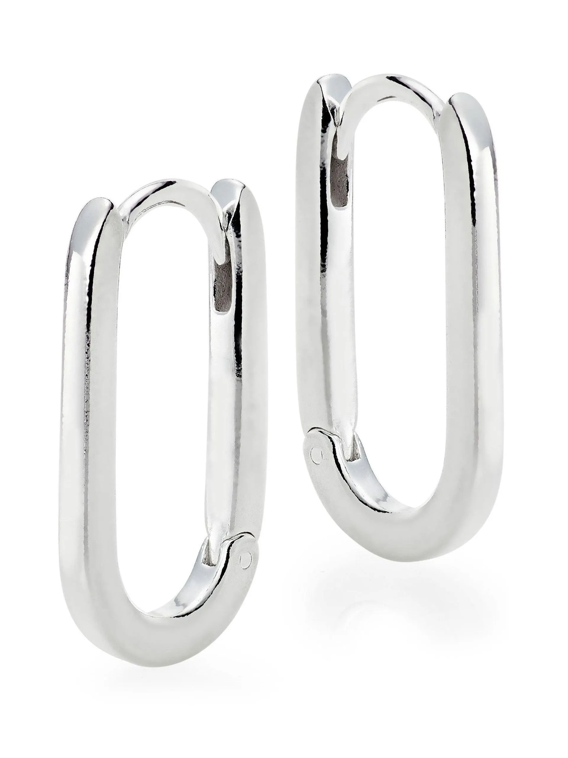 Sterling rectangular hoop earrings
