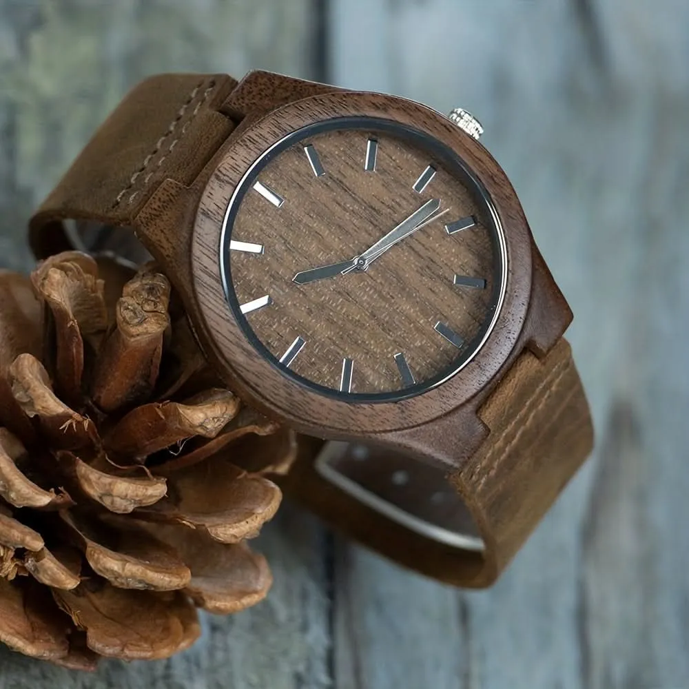 Stylish Walnut Wood Men's Belt Wrist Watch