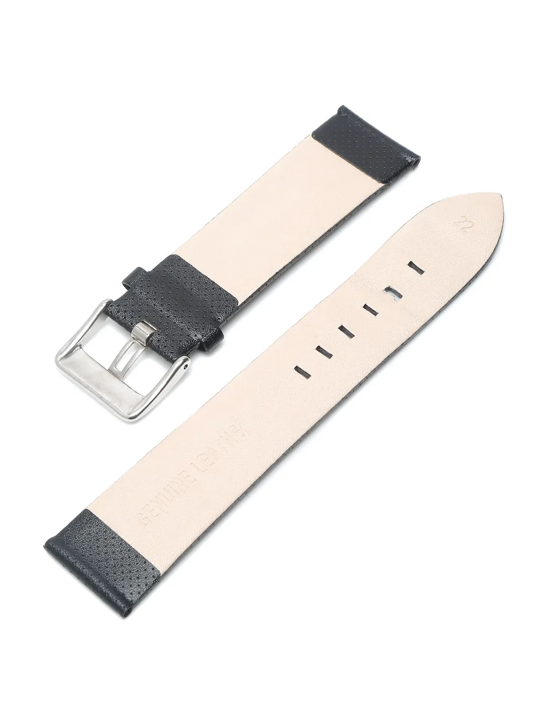 Teakwood black texture leather casual 22 MM watch strap