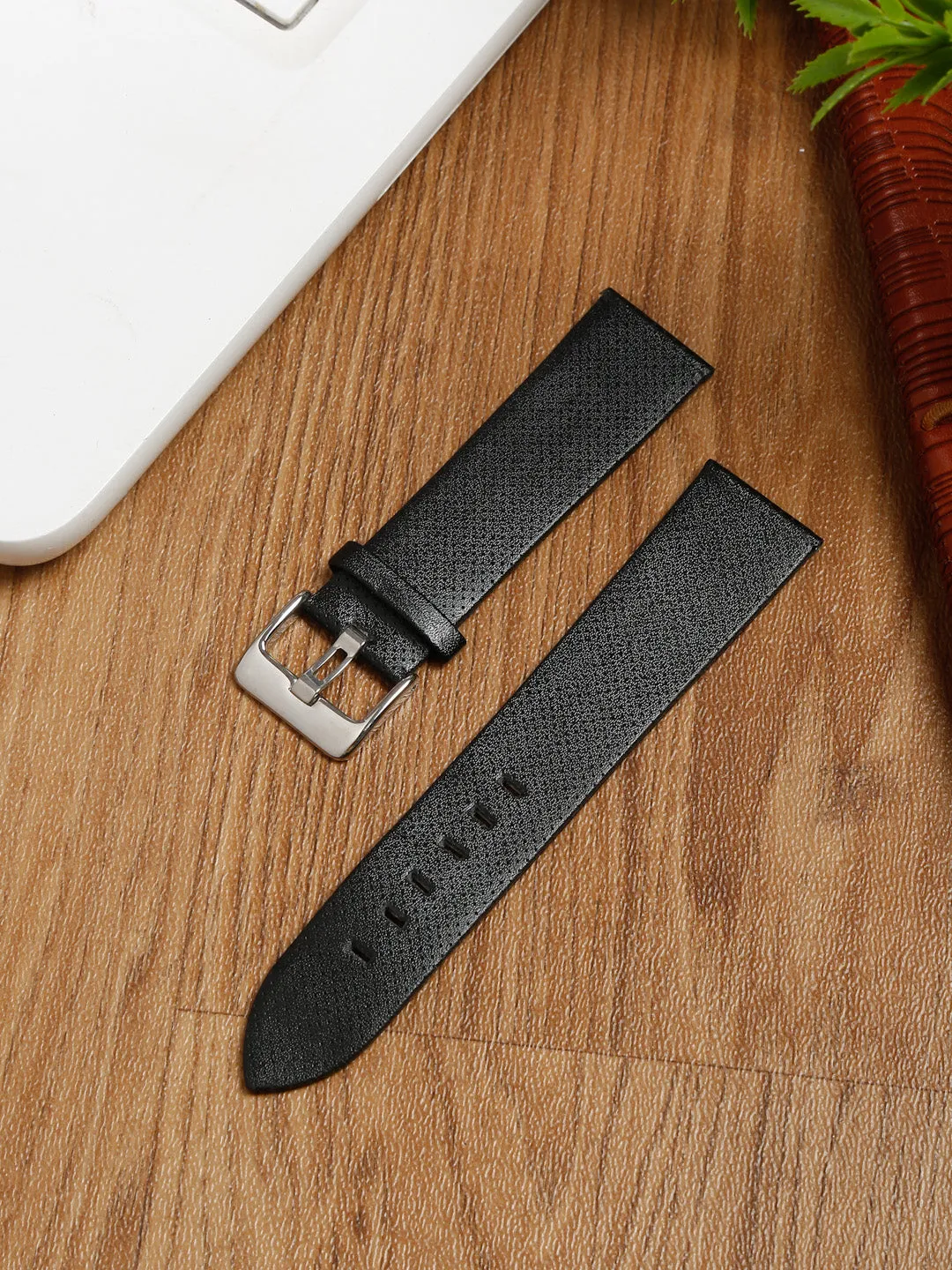 Teakwood black texture leather casual 22 MM watch strap